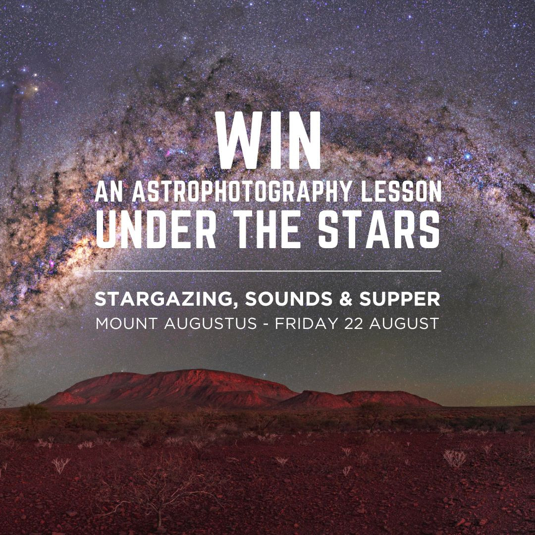 WIN an Astrophotography Lesson Under the Stars! ✨
The Gascoyne isn’t just about world-class produce — our night skies are just as spectacular
To celebrate the Dining Under the Gascoyne Skies series of events, we’re giving away TWO places at an exclusive astrophotography workshop led by renowned photographer Roger Groom — held during the Stargazing, Sounds & Supper event at Mount Augustus on Friday 22 August.
This is your chance to learn how to capture the magic of the cosmos, surrounded by the ancient beauty of the outback.
HOW TO ENTER:
In 25 words or less, tell us:
Why do you think food and stars make the perfect pairing?
The most creative answer wins this unforgettable experience for you and a friend!
🎟️ Entries close 5:00 pm Thursday 14 August. The winner will be announced on our page.
Proudly presented with support from the Shire of Upper Gascoyne.