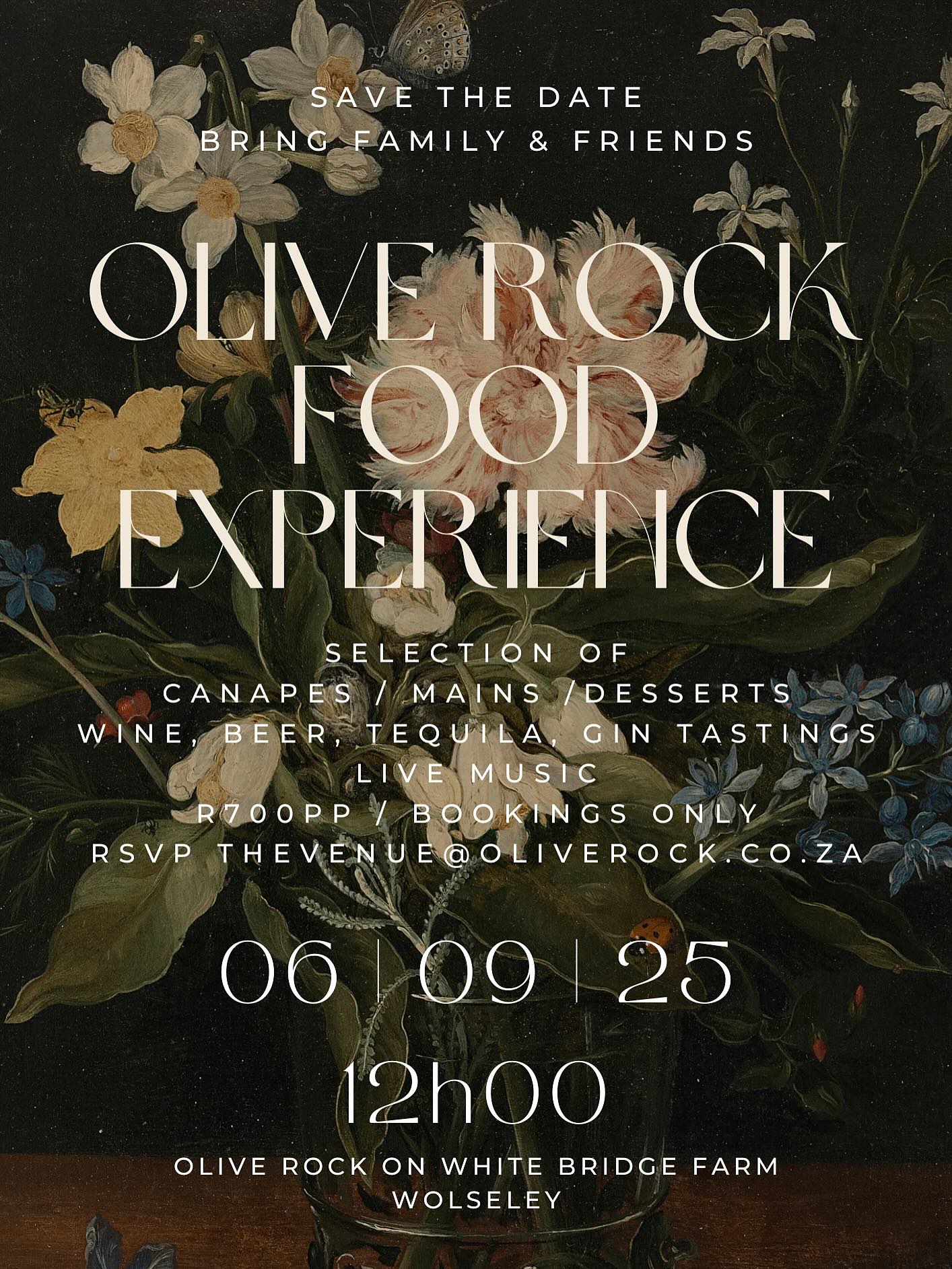 Our annual Olive Rock Food Experience is a month away! We are so excited!
Fruit trees in blossom and wild flowers popping 🌸🌼
Book now and prepare for your senses for this treat!!
@olive_rock_venue
@tulbagh
@wolseleyza
@cerestourism
@saweddings
@pinkbooksa_
@wol_hub