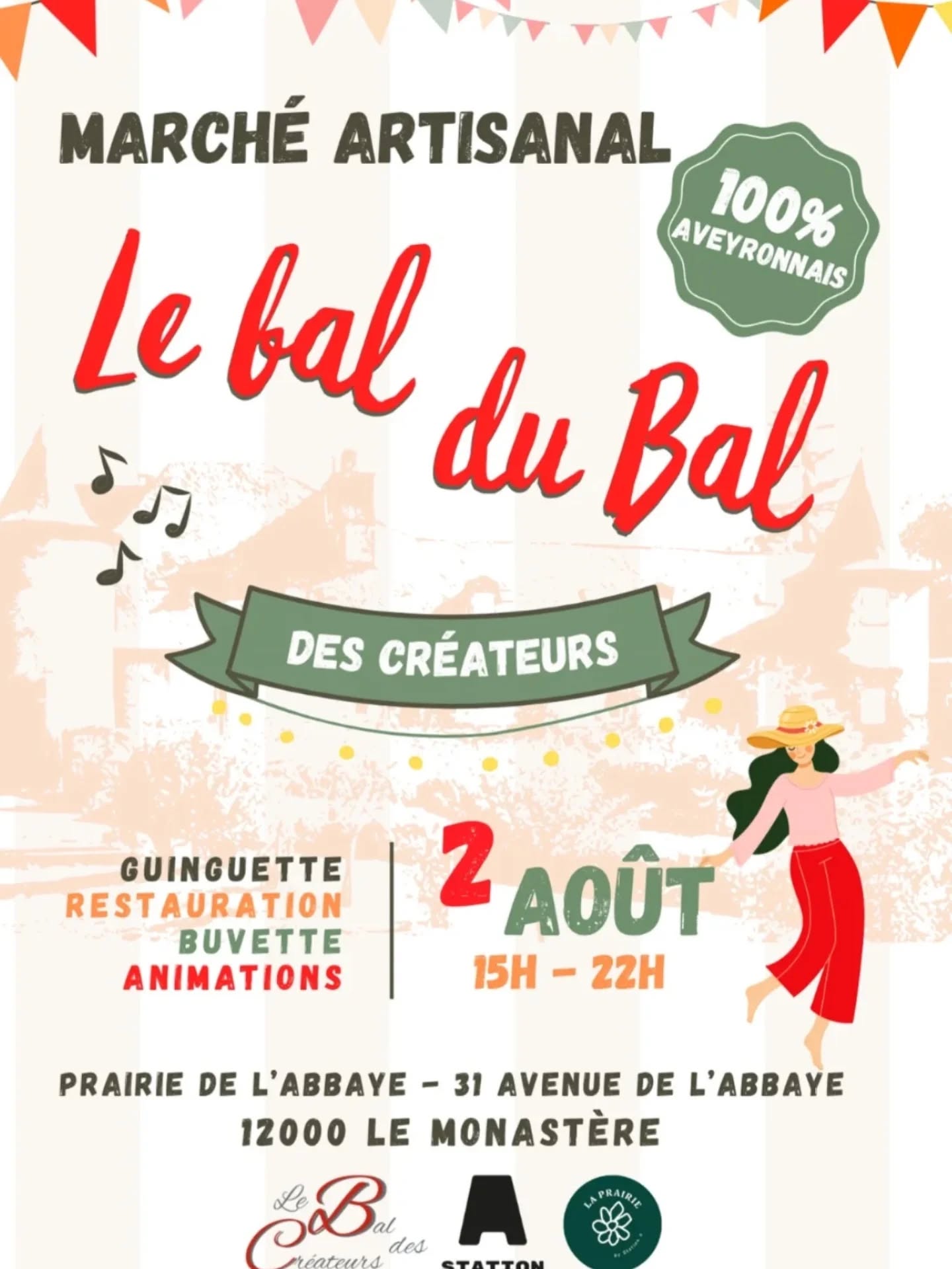 IT'S HAPPENING! Saturday it's le bal du bal -don't miss it :-)
La team du Bal des créateurs vous convie à son Bal demain à la prairie du Monastère, 31 avenue de l’Abbaye.
Au programme:
-Marché artisanal
-Concerts
-Guinguette
-Soleil et bonne humeur
On vous attend à partir de 14h jusqu’à 22h… au moins 😉
ENTRÉE GRATUITE et distribution de sourires