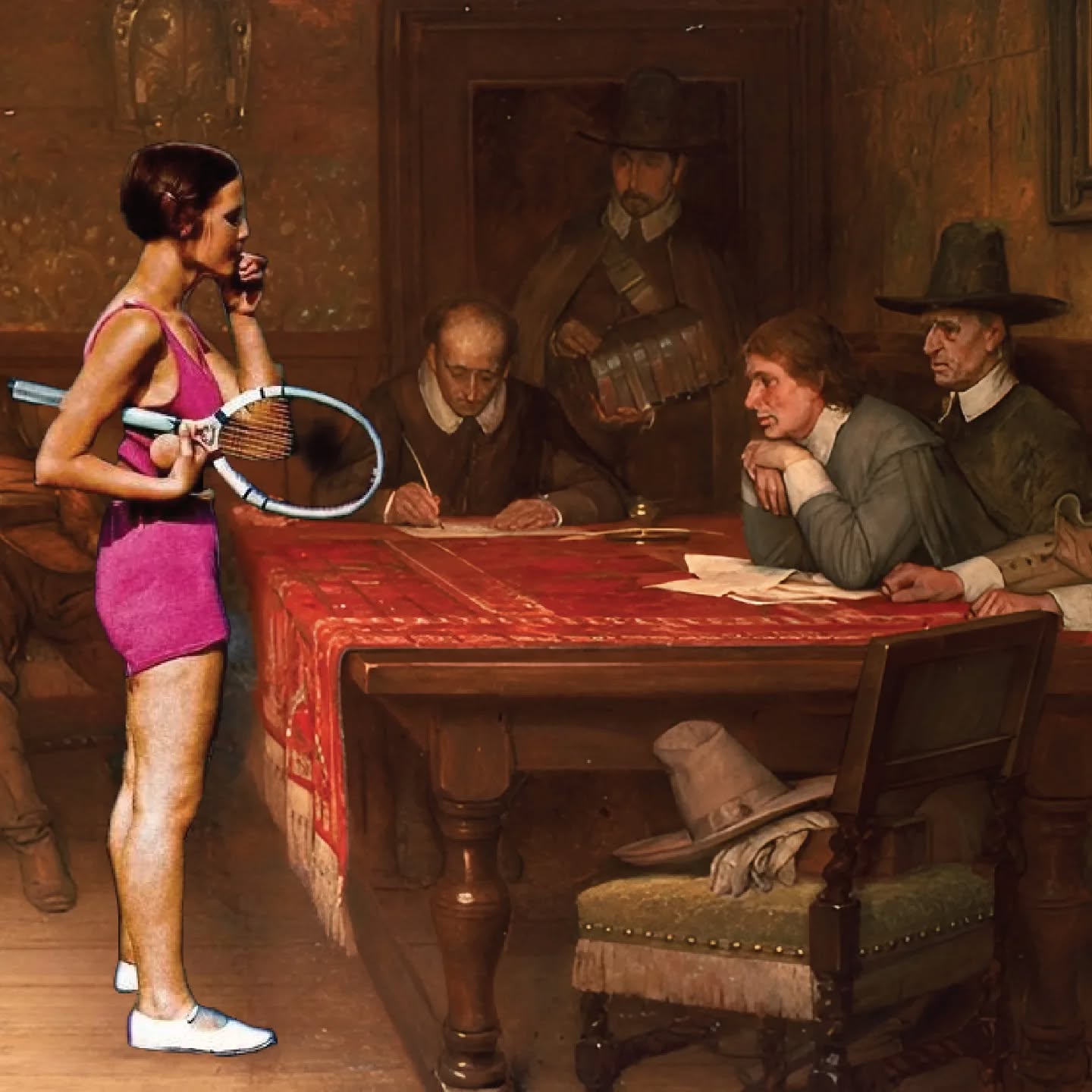 The Player faces off the Club Patriarchy.
@johnsteedartist #instagramimagetennis @new.balls.please #collage williamfrederickyeames