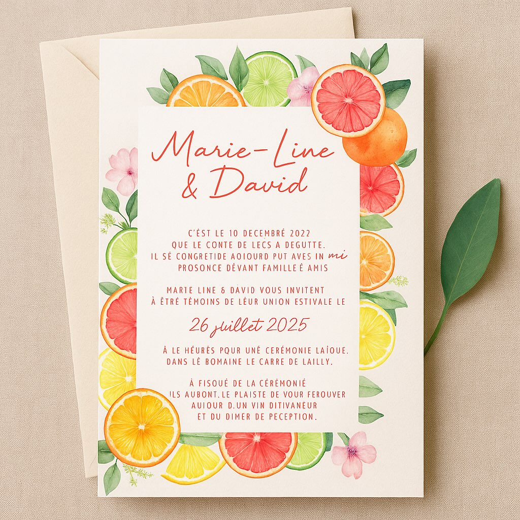 🍊✨ Faire-part de mariage sur mesure ✨🌸
Parce que chaque “oui” mérite d’être annoncé avec élégance et émotion, voici le faire-part imaginé pour Marie-Line & David 💌
Un design chic et champêtre, où les aquarelles d’agrumes et de fleurs viennent célébrer l’été, la joie et l’amour.
🌿 Des couleurs solaires,
✒️ Une typographie délicate,
🎨 Un format entièrement personnalisé, pensé comme un reflet de leur histoire.
👉 Une création sur mesure pour un moment inoubliable.
✨ Disponible pour tous vos projets : mariages, baptêmes, annonces, événements heureux.
📩 Écrivez-nous pour créer le vôtre 🥰
#FairePartMariage #PapeterieFine #MariageEstival #CréationSurMesure #ChampêtreChic #FairePartCréatif #Mariage2025 #DesignÉmotionnel #LoveInDetails