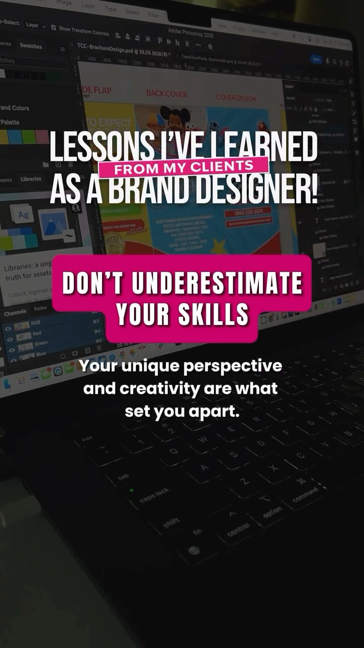Let’s get into some things I’ve learned in my 5 years of designing 👩🏽💻💕
I didn’t just grow as a designer over the years — I grew as a person. Working with different clients opened my eyes in ways no course or tutorial ever could. These are just a few lessons that changed how I move:
1. Communication is key — I’ve learned the hard way that not asking enough questions up front can lead to chaos later. Clarity saves you.
2. Don’t underestimate your skills — I remember when I first started, I’d let people pay me whatever they thought was fair — even when I had prices listed. Never again.
3. Client relationships mean everything — People remember the experience just as much as the final product. That’s what keeps them coming back.
4. Stay updated on trends — I used to design in my own little world until I realized staying in tune with trends actually feeds your creativity — not take away from it.
💭 If you’re a creative too, let me know which one of these lessons you’ve had to learn the hard way.