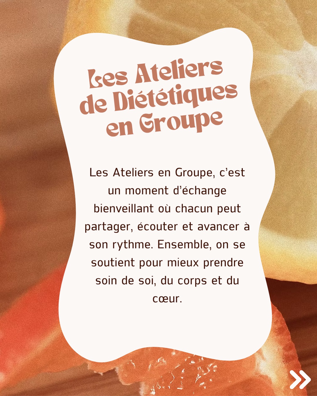 ✨ Ateliers en Groupe ✨
Un espace pour aller plus loin dans le cheminement sur le rapport au corps et à l’alimentation, partager ensemble pour se soutenir et avancer vers plus de bienveillance et de sérénité.
Prendre soin de soi, ensemble, avec douceur.
•
🌾 Elodie Bernard Diététicienne Nutritionniste
✨ Consultation à Angers et à distance
🌙 17 rue de Chantilly 49000 Angers
🍋 elodieb.diet@gmail.com
🌻 hellorecettediet.fr
☀️prise rdv Doctolib
•