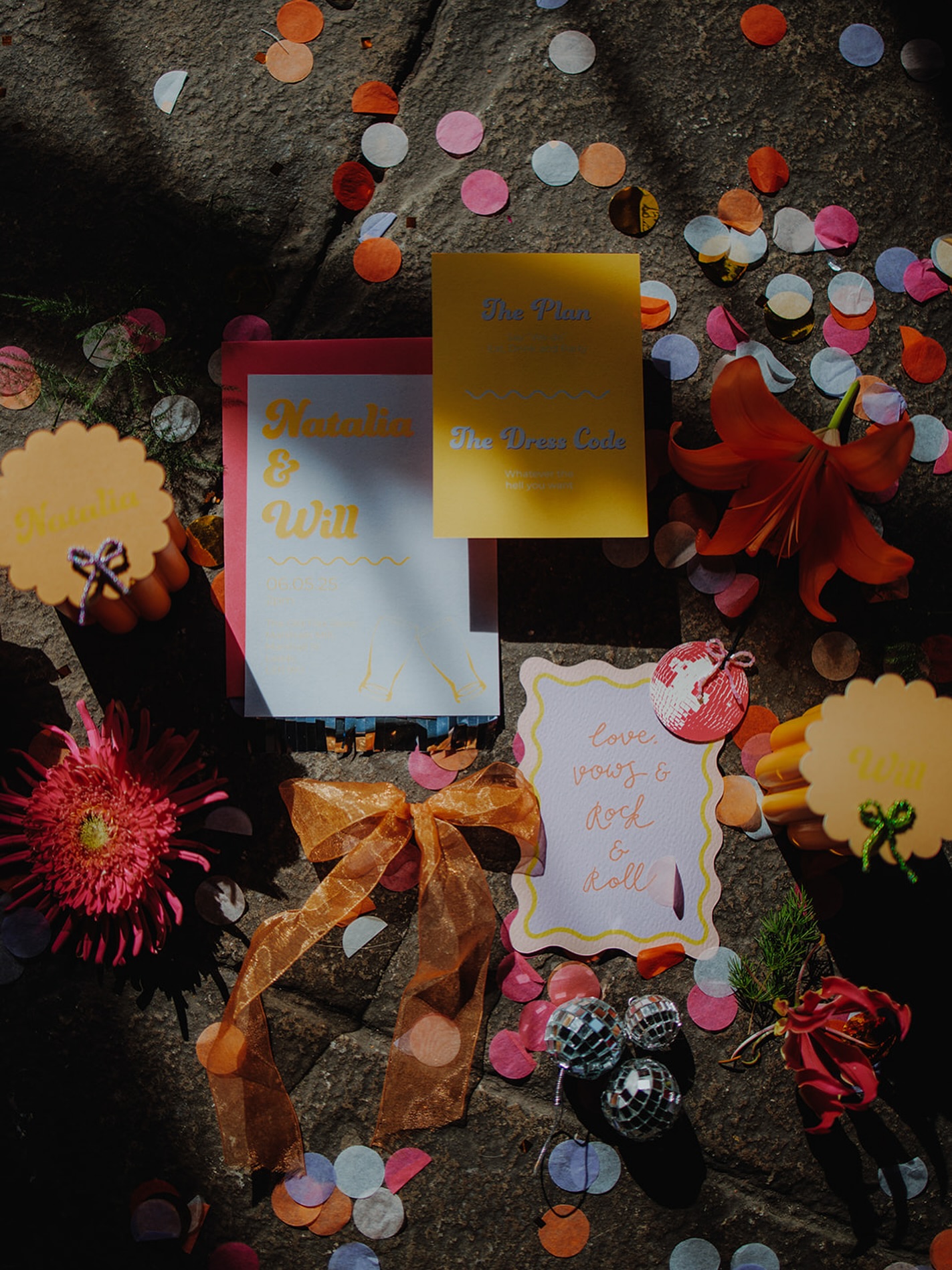 A bright and bold colour palette to reflect some loud and proud suppliers for this wonderfully inclusive shoot.
Colours are so important when setting the tone for your day. Take Inspo from wherever it suits you, flowers, interiors, fave record cover, a painting in your grandparents house!
Shoot organised by @junobridalwear
Photography @altweddingco
Styling @docsandprops
Wedding Wear @junobridalwear
Florals @funkandbloom
Makeup @amycollinsmua
Accessories & Jewellery @thelucky6pence
Cake @badcherrybakery
Hair stylist @evka.allen
Venue @thechapterhall
Suit @antichhuddersfield
Pink mirror wall & disco ball canopy @pinchmeplease_
Celebrant @giddygayceremonies
Stationery @ilikepensstudio
Fabric signs - @hausofholker
Couple portrait @padraiganthonydesign
Press on nails @thenailnook_bymolly
Models:
Nicole (she/ her) @nicolepaigehagan2 and Sian (she/ her) @sianheatherxo
Molly (she/ her) @_mollymcneill and Tegan (she/ her) @teganlgw
Natalia (she/her) @natalia_nicole_b and Will (he/him) @willxmason