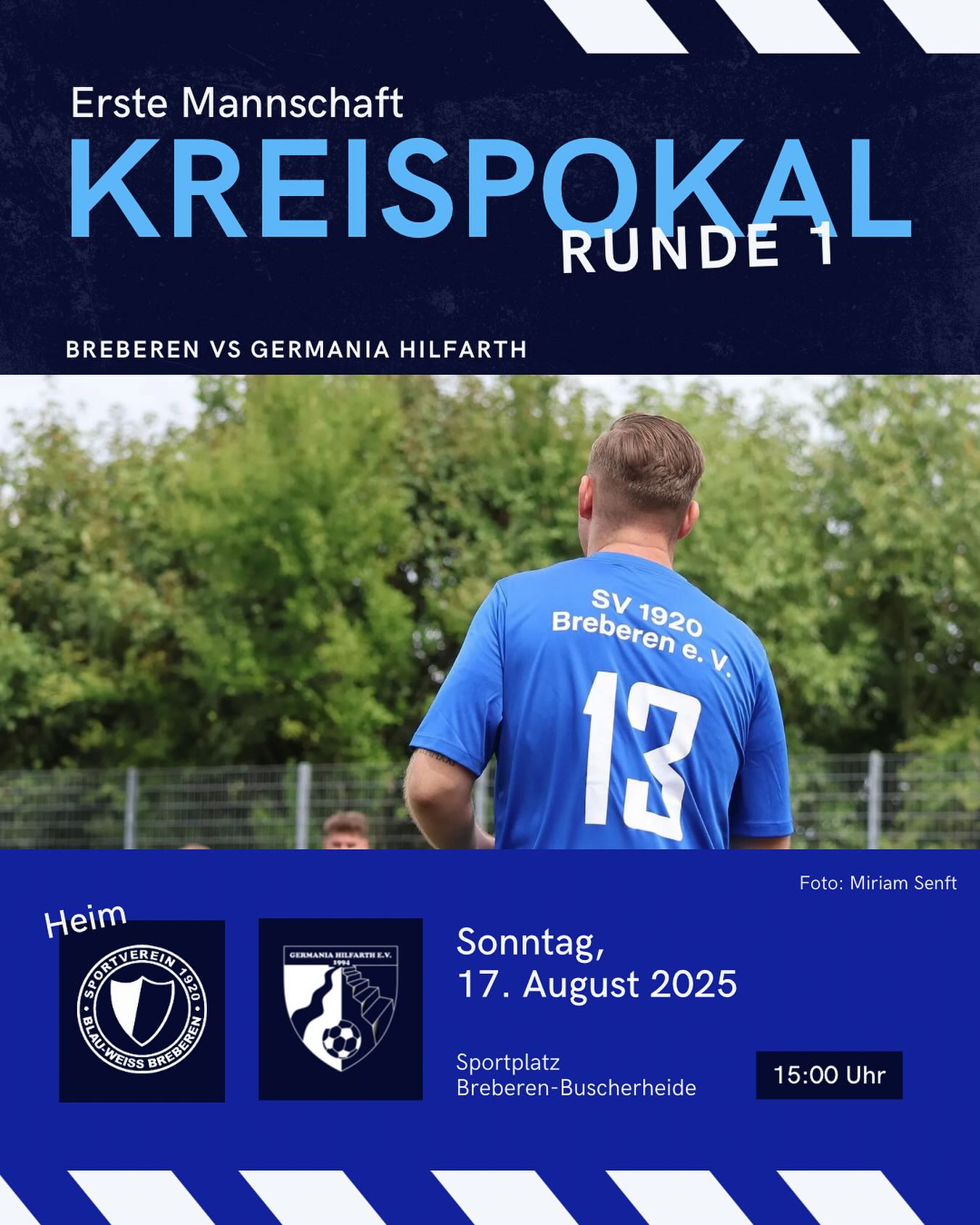 🔵⚪️ KREISPOKAL - Erste Runde steht fest! ⚪️🔵
Gestern wurde die erste Runde des Kreispokals Heinsberg ausgelost – und unser SVB hat ein spannendes Los gezogen!
Mit @germaniahilfarth1994 erwarten wir einen klassenhöheren Gegner und wollen vor heimischer Kulisse für eine Überraschung sorgen. In der zweiten Runde warten entweder der @scselfkant oder der @tusjahnhilfarth.
Unser Team freut sich auf eure Unterstützung bei diesem spannenden Pokalduell! 💪🏻💙🤍
📸: @miriamsenft