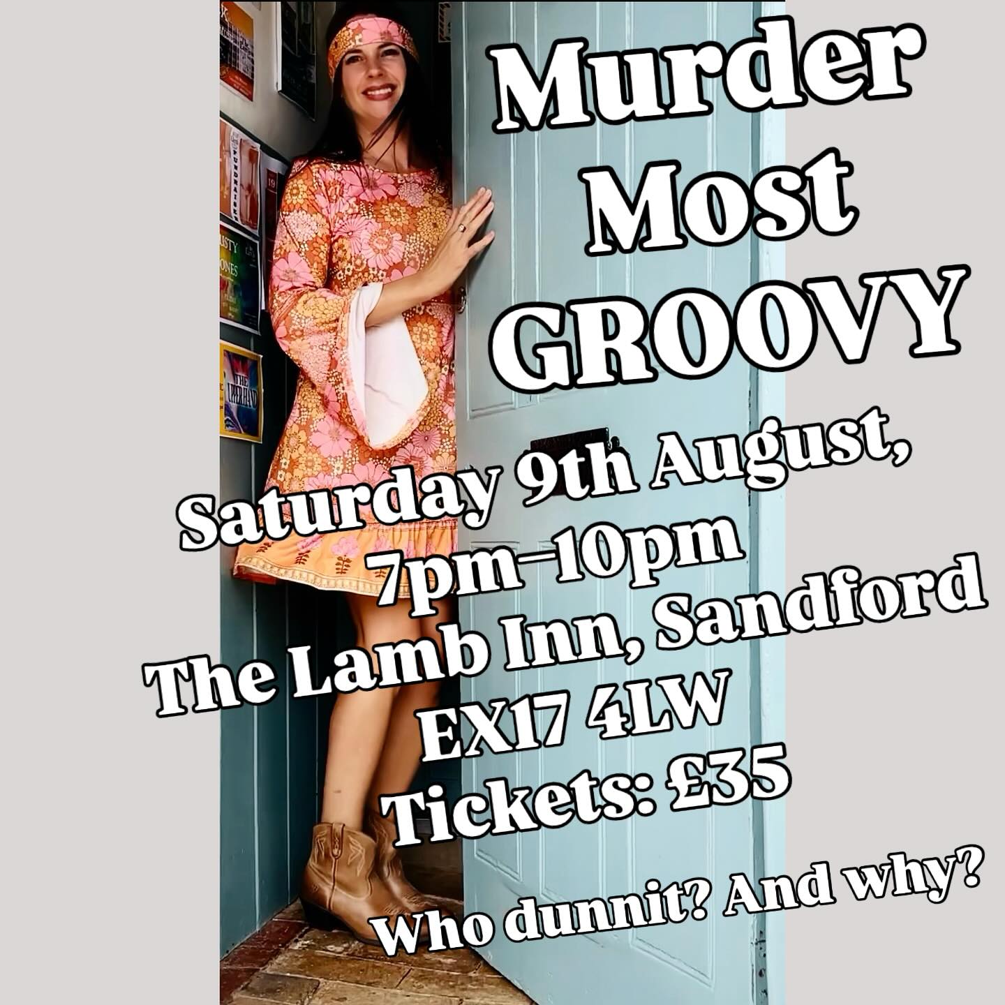 Join us & step back into the Summer of ’69 for a killer night out you’ll never forget!
https://www.flyingtrunktheatre.com/services
The Flying Trunk Theatre Company presents Murder Most Groovy, an immersive dinner theatre murder mystery set against a backdrop of peace, love…and death.
Enjoy a delicious three-course meal and three hours of theatrical entertainment as you and your fellow diners try to solve the crime: Who dunnit? And why?
Saturday 9th August, 7pm–10pm
The Lamb Inn, Sandford, EX17 4LW
Tickets: £35
Book now and get ready to unleash your inner detective:
www.flyingtrunktheatre.com/bookings
Peace. Love. Death. ✌️☮️💀
Crediton Heart Project
@lambinnstagram
#immersiveexperience #liveshows #murdermystery #nightout #devonevents #middevon #theatrecompany #workingactor #dinnerandashow