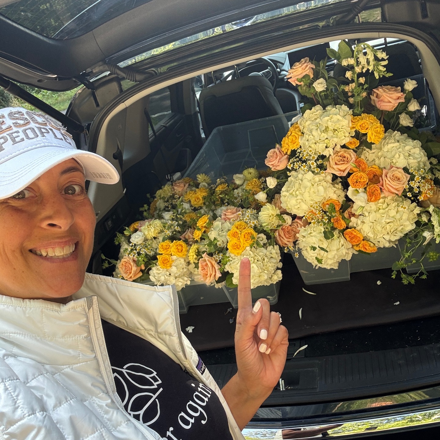 Look what we picked up Sunday morning...after the wedding of Emily & Jamie, who graciously donated their wedding flowers. We transformed the florals into wonderful bedside arrangements for the residents at Ogden House, a housing facility for elderly and disabled residents in Wilton. A burst of sunshine for those who could use the lift of spirit. Thank you and congratulations, Emily & Jamie! @emilywestin