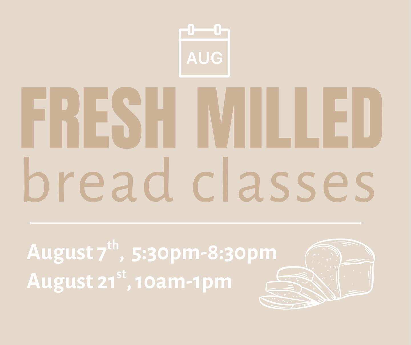 Join us for FRESH MILLED bread classes this August! Learn the art of milling grain and crafting delicious dough from start to finish. Register now at the link in our bio.
#breadislife #breadishealthfood #freshmilled