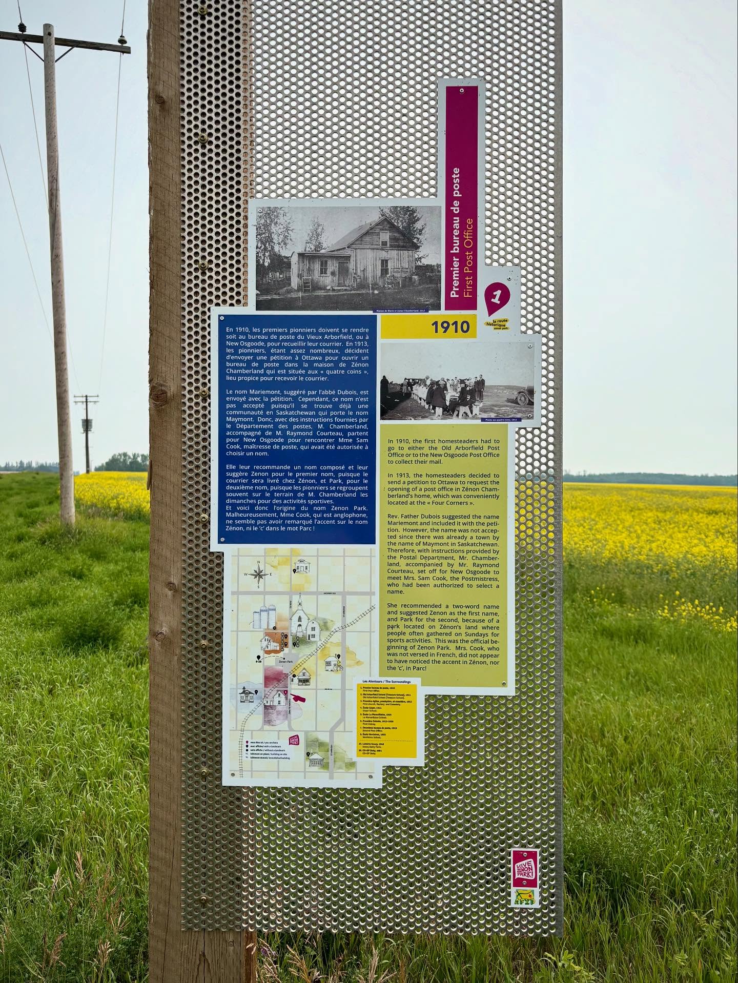 We did La Route Historique while visiting Zenon Park, Saskatchewan, a few weeks ago. It was really cool to see my work at all the different historically significant sights. There’s also a website to go along with the tour that has stories from locals we listened to along the way. As someone who loves local history I really enjoyed that touch.