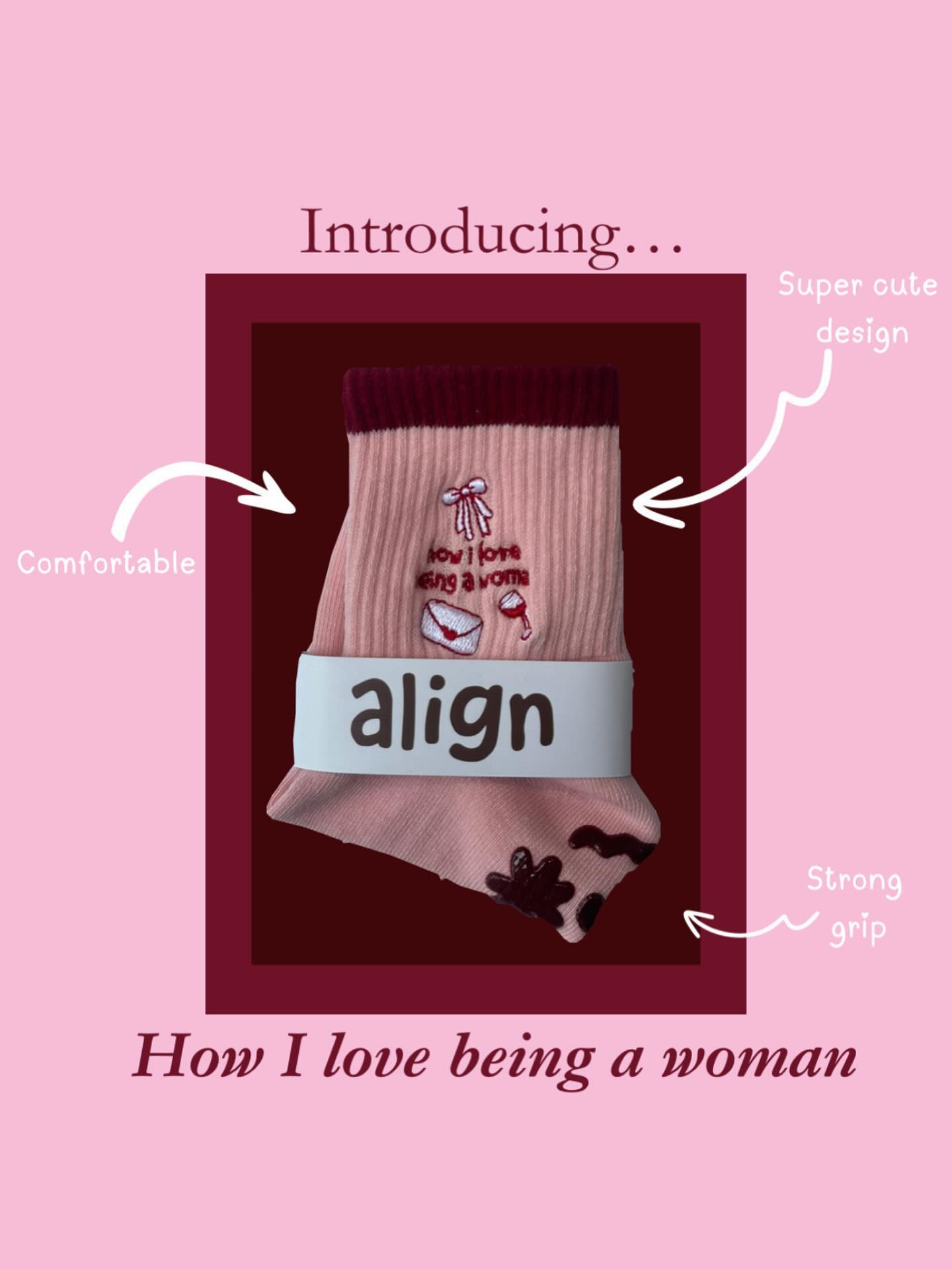 Introducing âHow I love being a womanâ grip sock
#gripsocks #grip #reformer #pilates #fyp #reformerpilates #matpilates #socks