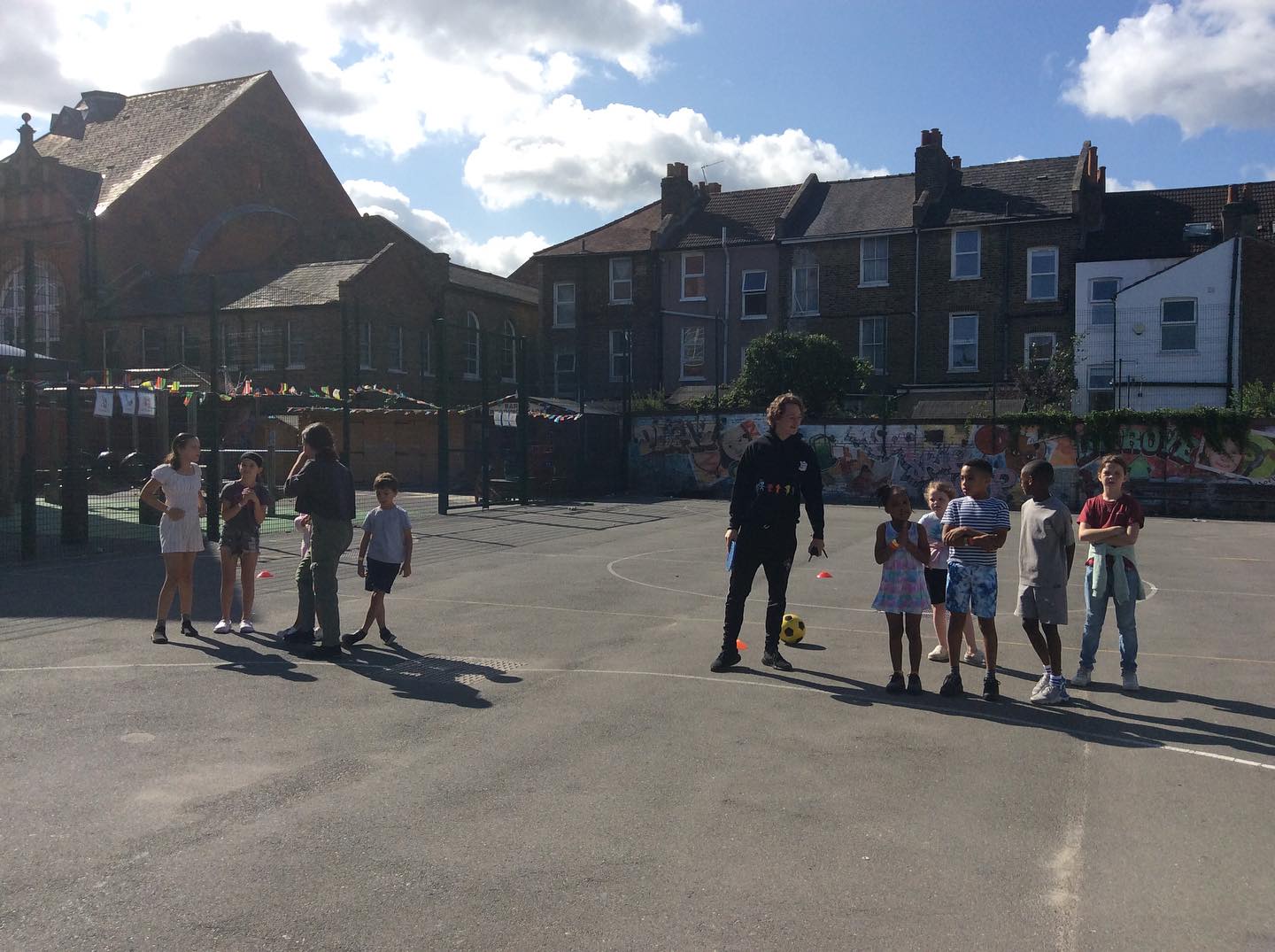 Week two. Tuesday. Kickball. Writing their names in Graffiti. Organising food into the food groups. #organising #graffitiwriting #kickball