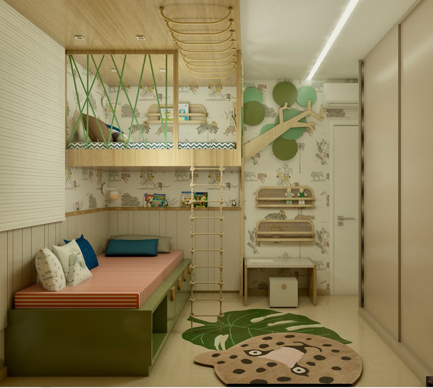 Um refúgio lúdico onde a fauna brasileira inspira cores, texturas e imaginação. O quarto vai além do sono: tem cantinho pra estudar, ler e brincar. Tudo isso em meio a árvores, bichos e muita criatividade!
#QuartoInfantil
#DesignParaCrianças
#DecoraçãoLúdica
#FaunaBrasileira
#ArquiteturaAfetiva
#PapelDeParedeInfantil
#CoresETexturas
#EspaçoDeBrincar
#CantinhoDaLeitura
#EstiloCriativo
#DecoraçãoInfantil
#QuartoComTema
#DecoraçãoComPropósito
#interiorescomalma