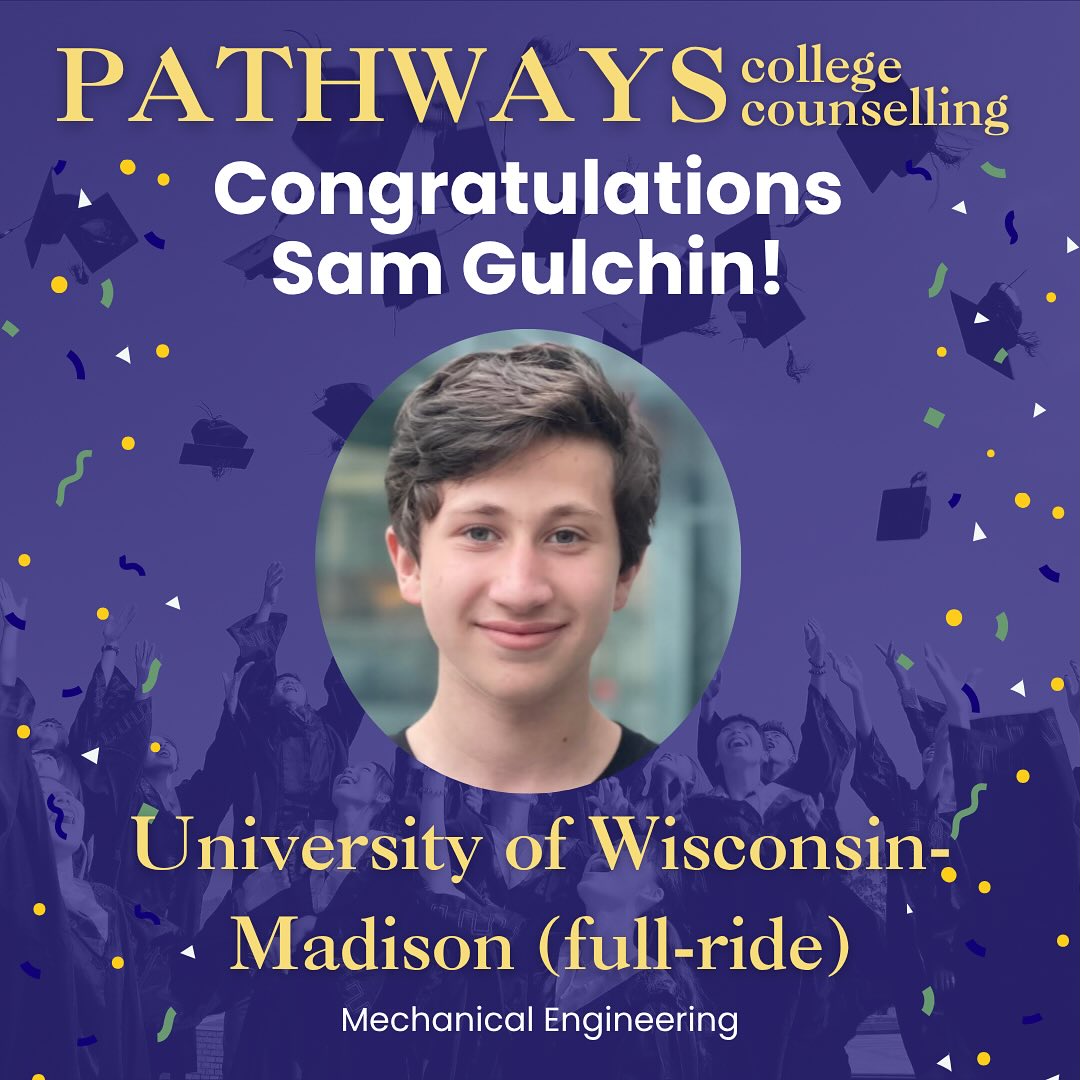 🎉👏🎊 We’re very excited to announce that Sam will be attending the University of Wisconsin-Madison this fall for Mechanical Engineering! Congratulations Sam! 🥳🙌🎉