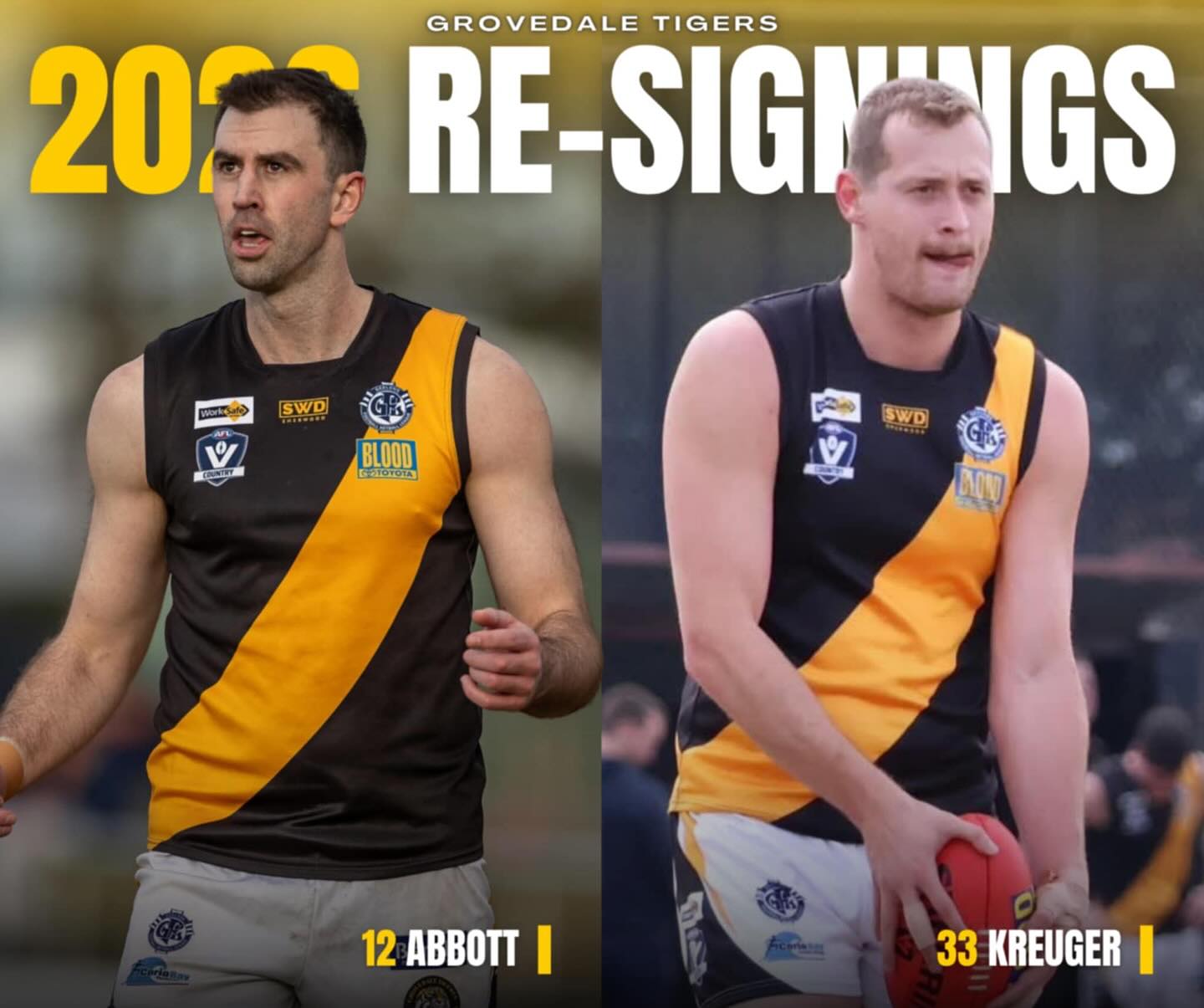 Our first batch of player re-signings for 2026.
Well done boys 💪 💛🖤 #GrovedaleTigers #GoTigers