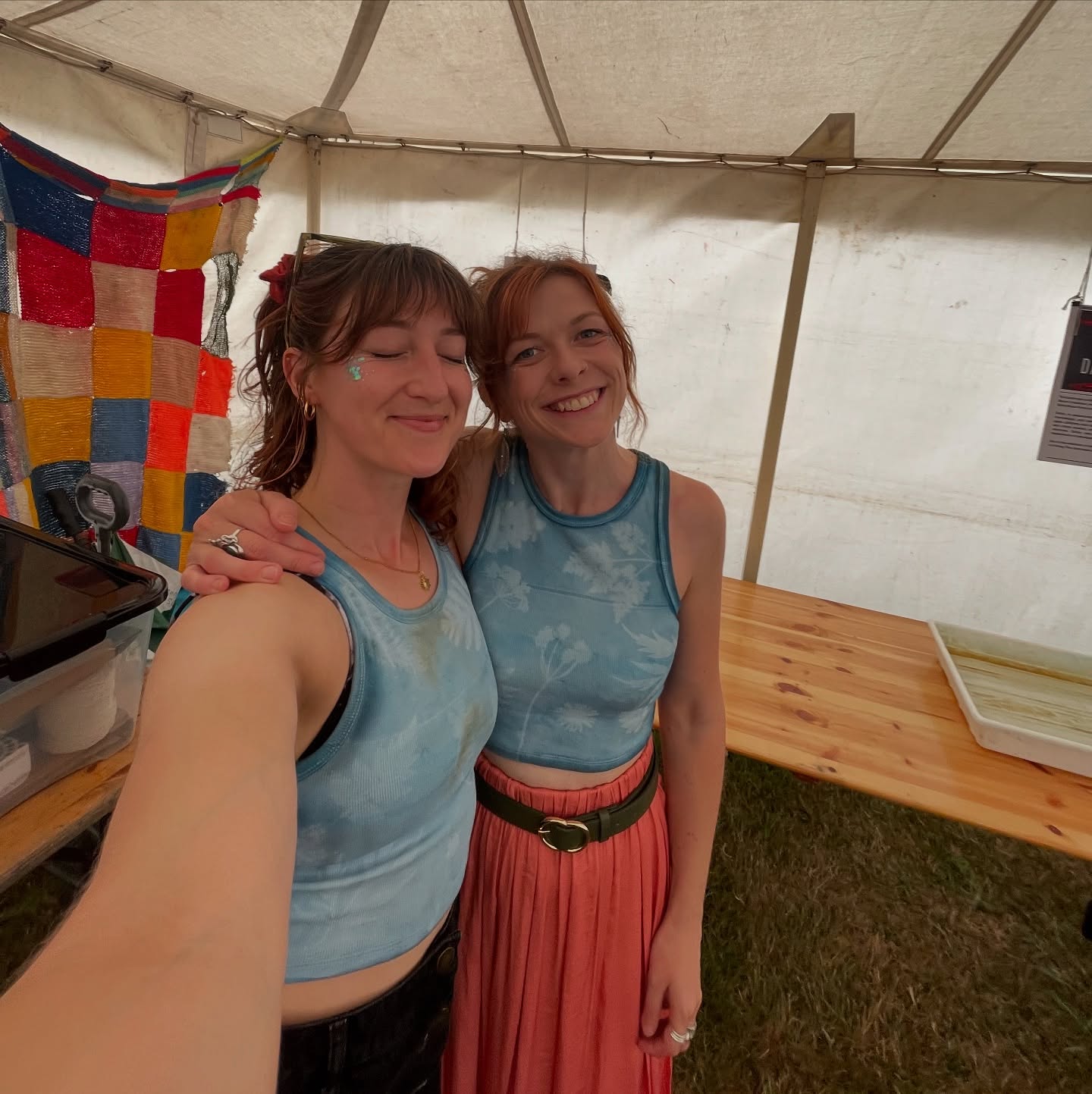 Had the best time with my pal Cat, over at @campbestival 🩵🤍 we made 100’s of prints, every day! Thank you to everyone who came to make art, have a chat and made the festival as fun as possible! All our workshops were FREE for adults and children to explore the wonders of cyanotype!