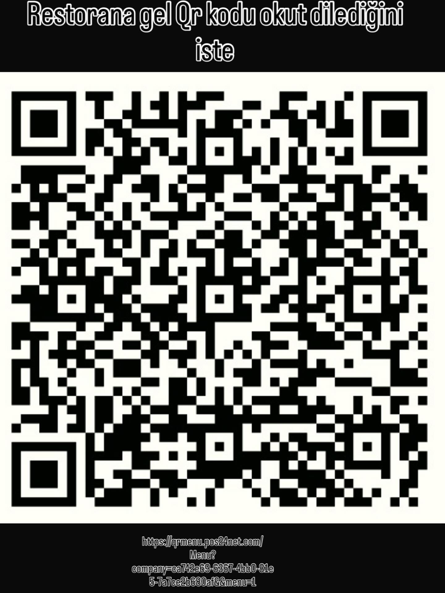 Restoranda Geçerli Fiyatlarımız İçin Qr Kodu Okutabilirsiniz. https://qrmenu.pos24net.com/Menu?company=ca742e69-6367-4bb0-81e5-7a7ce2b680af&&menu=1