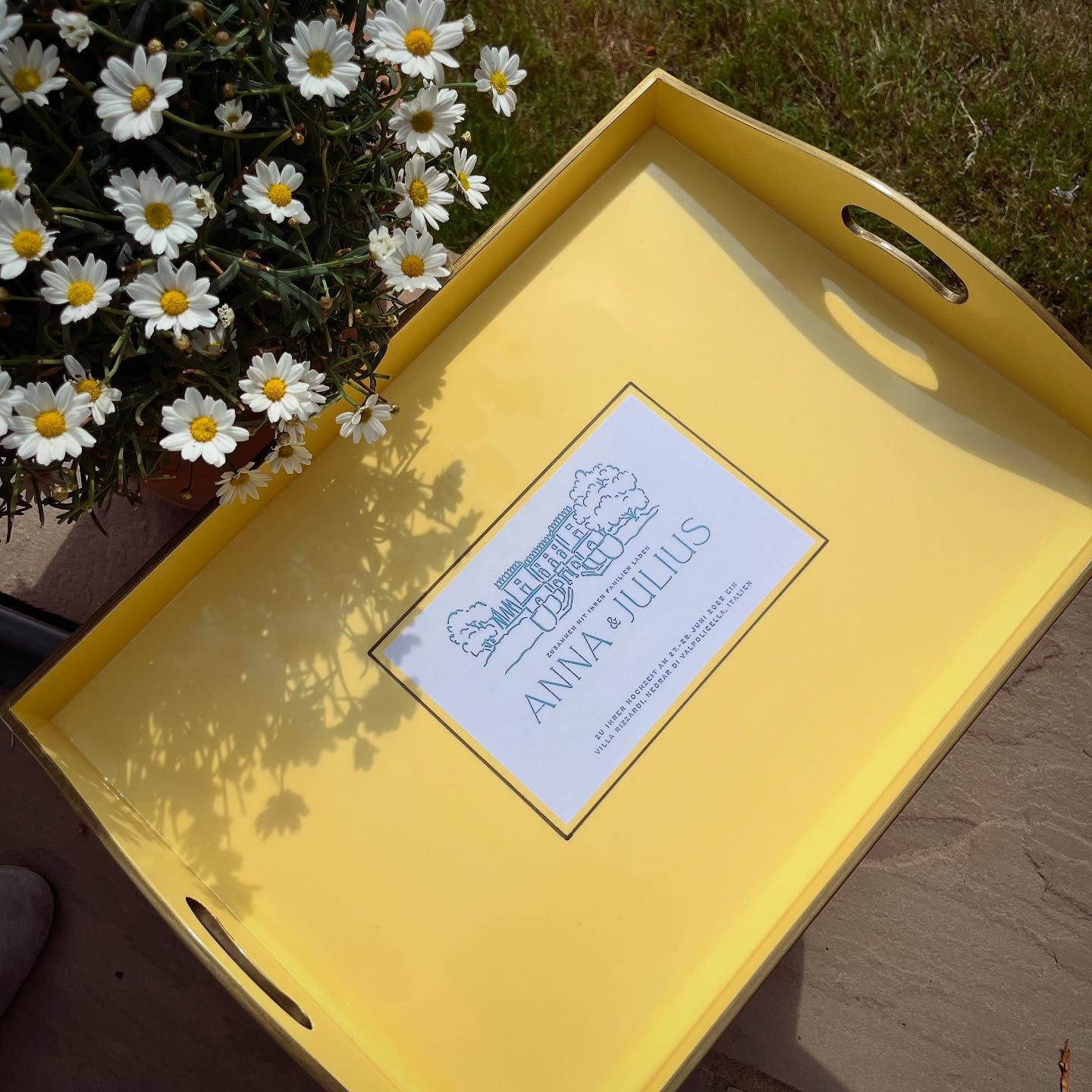 Sunshine yellow invitation tray. ☀️
.
.
#smallbusiness
#weddingtray
#weddingsuppliers
#weddinginspiration #weddinginvite
#weddinginvitation
#madeintheuk
#madeinengland
#weddingguest #interiors #interiorstyling #interiorinspo #tray #personalised #personalized #weddinglove #love #weddingideas #weddingdecor
#citywedding#countrywedding
#letterpressinvitations#coolbride
#londonwedding