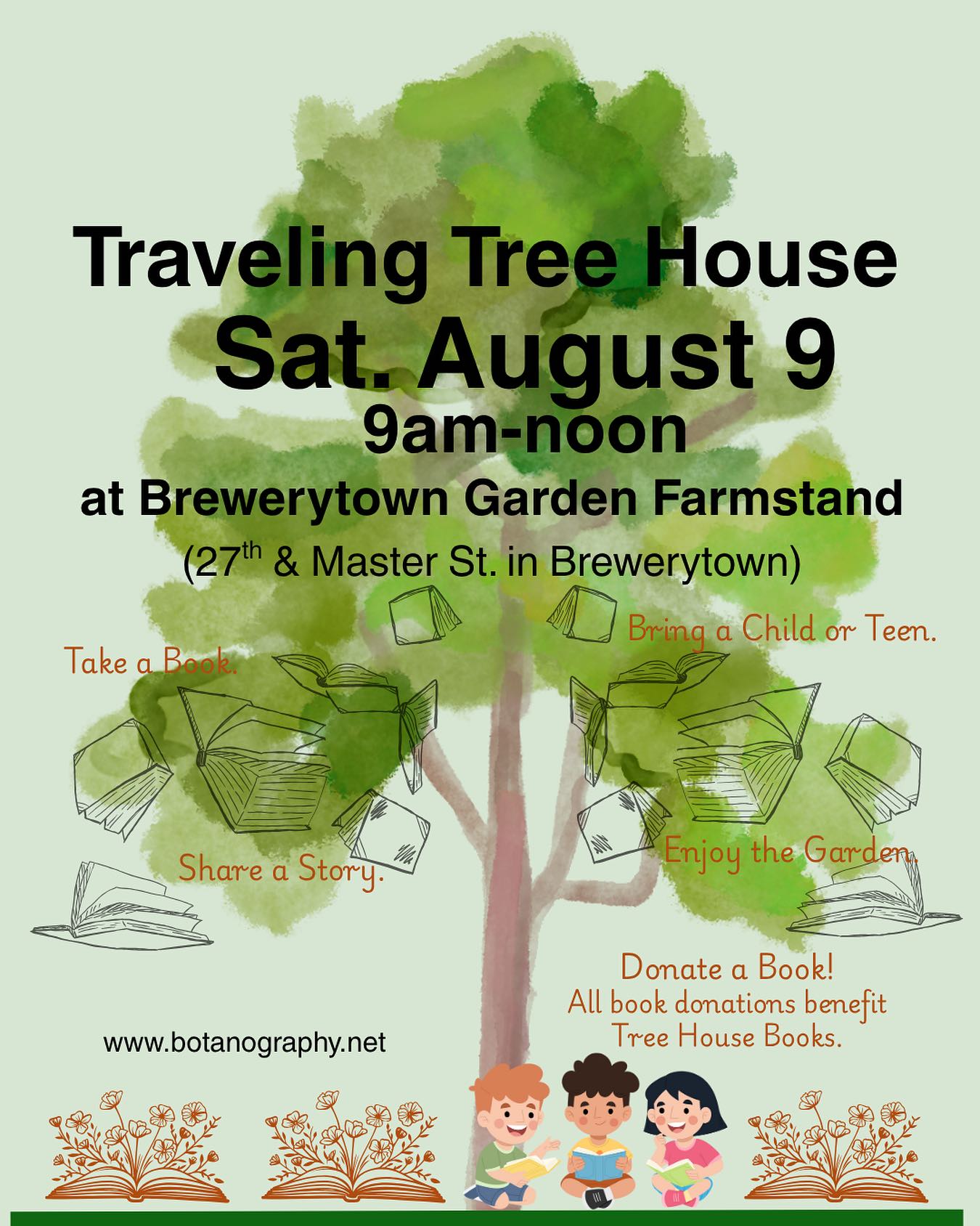 Happy Friday Philadelphia friends! This is just a reminder to stop by @brewerytowngarden Farm Stand at 27th and Master Street tomorrow 9-12 to pick up some amazing fruits, vegetables and BOOKS. @treehousebooks Traveling Treehouse will be there! Children and teens can pick up a free book. I (@mirandaemote ) will also be reading stories to any child who wants to join! A special thank you to @togetherphilly for helping me collect book donations!