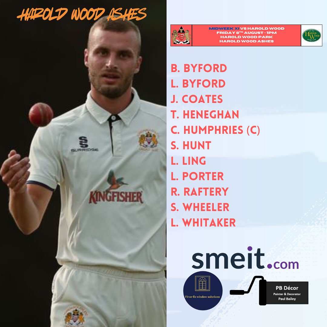 Team News for Fridays Annual match Vs @haroldwoodcc_
