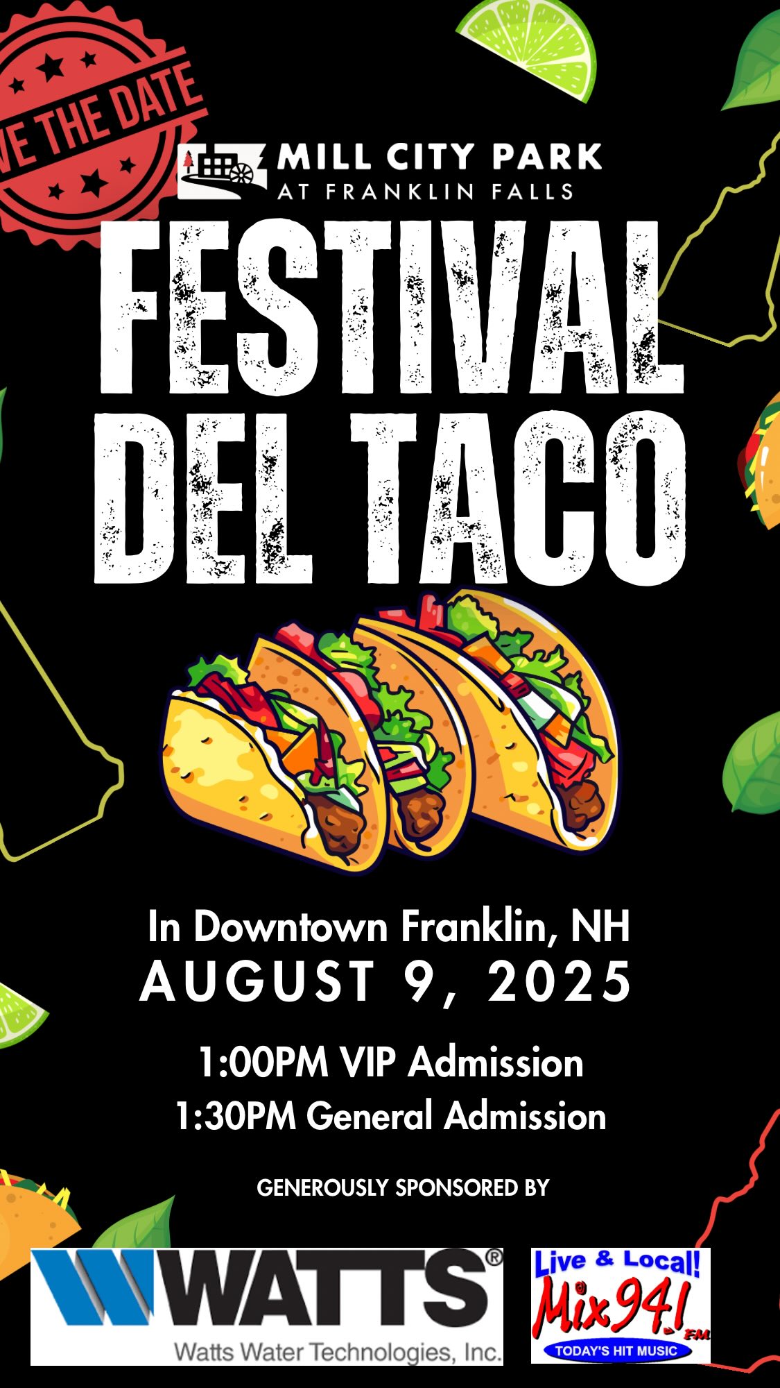 Our second annual Festival del Taco is this Saturday, August 9!!!! The weather is set to be beautiful and you know the tacos will be amazing! We are so excited for another event to bring the community together, share good food with each other, fundraise for Mill City Park, and support our local businesses and restaurants.
Check out the video to get the details and know what to expect. Please bring a non-perishable food item to donate to the @twinriversinterfaithfoodpantry for a bonus stamp on your Taco Passport and to support our neighbors in need.
‼️Important:
VIP admission (early-bird purchase) is at 1:00pm. If you did not grab a VIP Taco Passport before they sold out, General Admission begins at 1:30pm.
⏰ the event goes until 3pm or until the tacos sell out - which ever comes first!
All passports will be available for pick up or purchase in Marceau Park, AKA Taco Headquarters 🌮
Who is slinging tacos and competing for the Golden Taco Trophy? 🏆
@vulgarbrewingco - defending their 2024 title
@analog_coffee_co
@waterhorse_irish_pub
@wattswater
@millcityparkatfranklinfalls
@downtowncrepes
Tag the friend you are bringing to downtown Franklin this Saturday to eat tacos with! See you there!
#nhfoodie @explorelakesregionnh @visitnh @whatsnewinnh #tacos #newhampshirelife #newengland #community