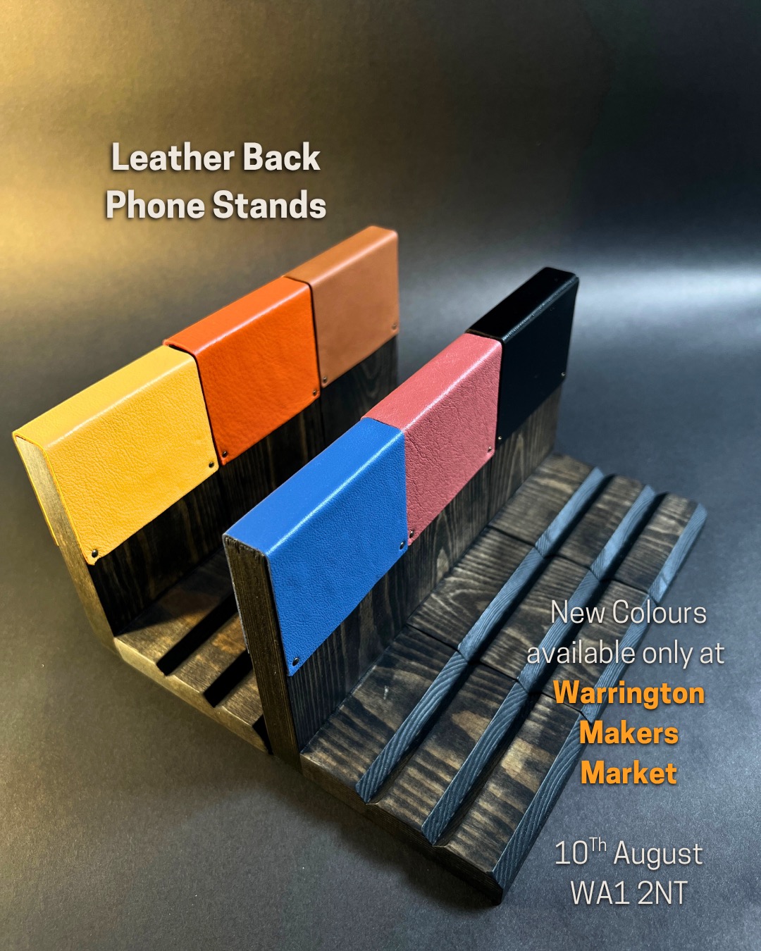 Take your stand. Show your colours.
New leather-back designs — only at Warrington Makers Market.
📍 WA1 2NT | 🗓️ Sunday, 10th August | ⏰ 11 AM–4 PM #madituk #PhoneStand #LeatherGoods #HandmadeUK #WarringtonMakersMarket #MakersMarketUK #ShopLocalUK #WA12NT #SupportLocalMakers #CraftedWithCare #ArtisanMade #WoodAndLeather #FunctionalArt #NorthWestMakers #SlowMadeGoods #MadeByHand #StandOut #MakeAStand #ColourfulDesign #UKMakers
