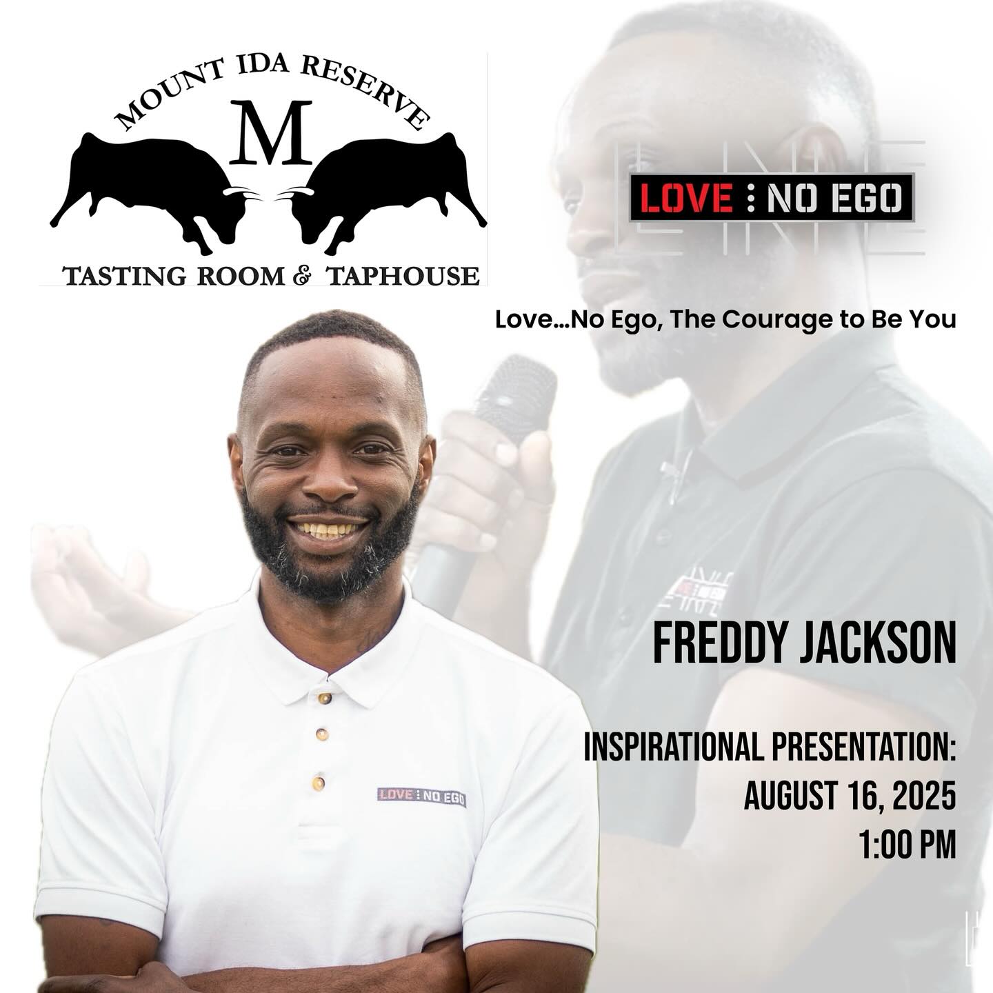 Kick back, have a glass of the finest small batch wines and farm brewed beers, and be inspired by a message that’s guaranteed to make you pause, consider, and pivot into a new You!! Click below for details and tickets! I’d love to see you there and connect with you! https://mountidareserve.com/event-calendar/speaker-series-freddy-jackson-love-no-ego/
Thanks to @mountidareserve for bringing me in and for caring about our community!