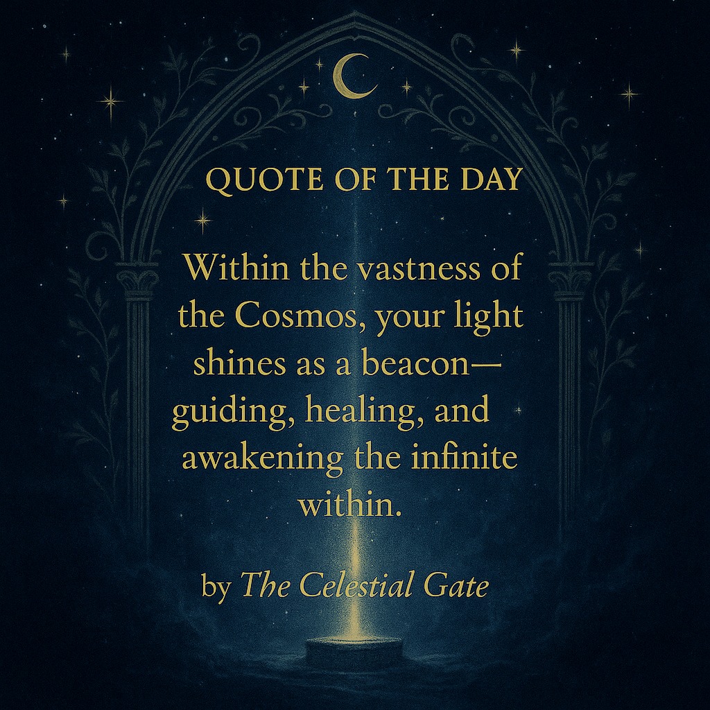 ✨ Quote of the Day ✨
In the vast silence between stars, something within you still whispers…
🌌
“Within the vastness of the Cosmos, your light shines as a beacon—guiding, healing, and awakening the infinite within.”
– The Celestial Gate
Let this be your reminder today:
Your light doesn’t just exist. It transforms.
It awakens timelines.
It calls home the forgotten parts of others.
It is sacred.
#TheCelestialGate #SpiritualAwakening #QuoteOfTheDay #EnergyHealer #Lightworker #MysticVibes #SoulWisdom #CelestialPath #SpiritualQuote #moonlightenergy