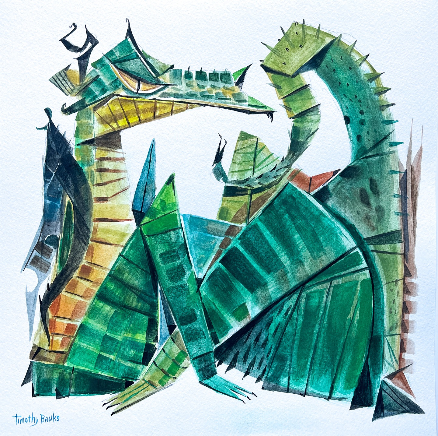 ‘Dragon Repose’ 12 x 12” watercolor 🐉
– new from the studio this week. Exploring layered forms and graphic rhythm of this mythic beasts. A nod to folklore with a modern twist.
Update: Glad to announce this painting has been sold
#watercolorpainting, #modernwatercolor, #watercolorillustration, #contemporaryart, #artcollector, #originalartwork, #fineartdaily, #artforsale, #artwatchers #dragonart, #mythicalcreatures, #fantasyart, #dragonillustration, #creaturedesign, #folkloreart