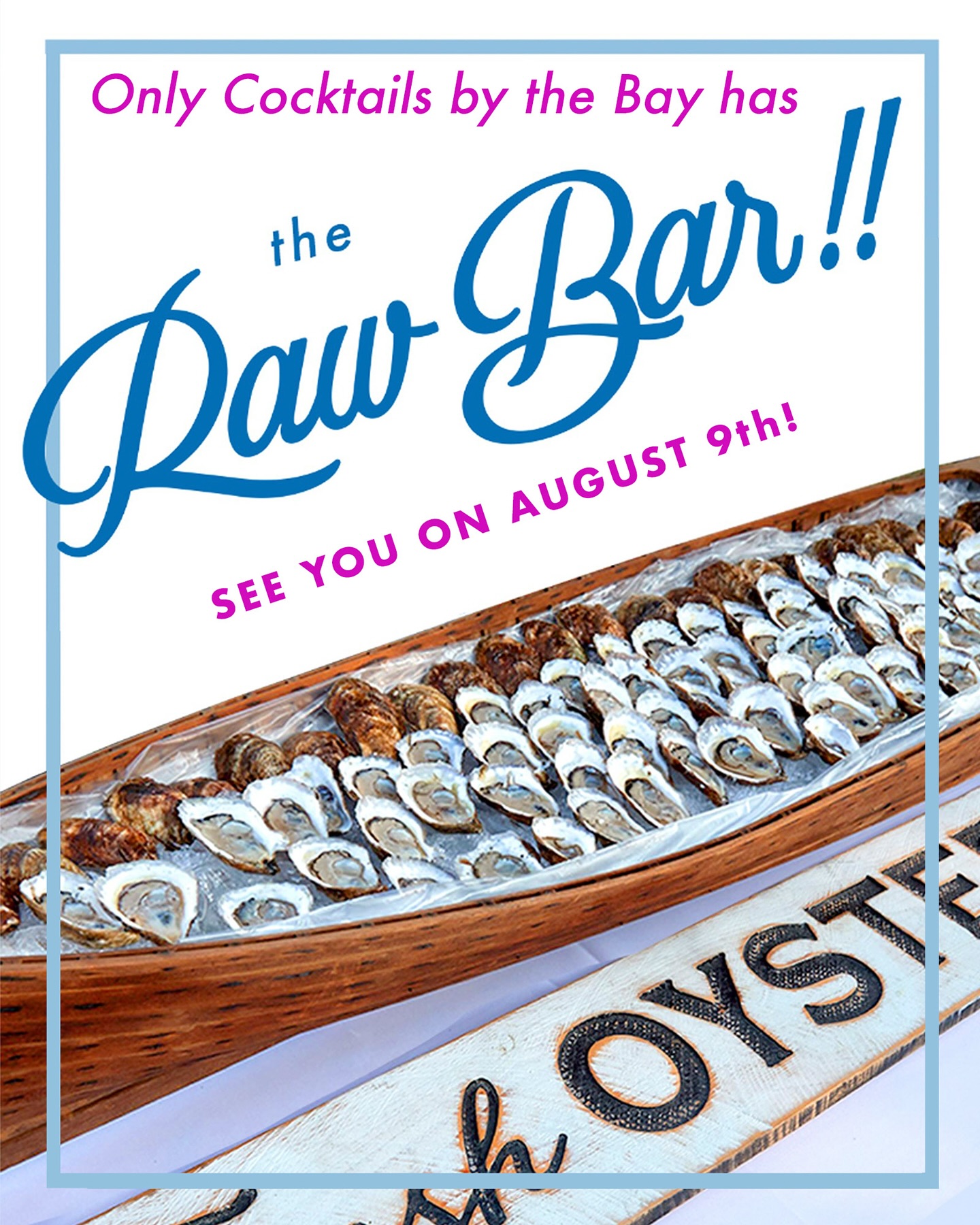 Only eat Oysters on days that end in “y,” like Saturday. See you at Cocktails by the Bay! Limited tickets remain #bellportvillage