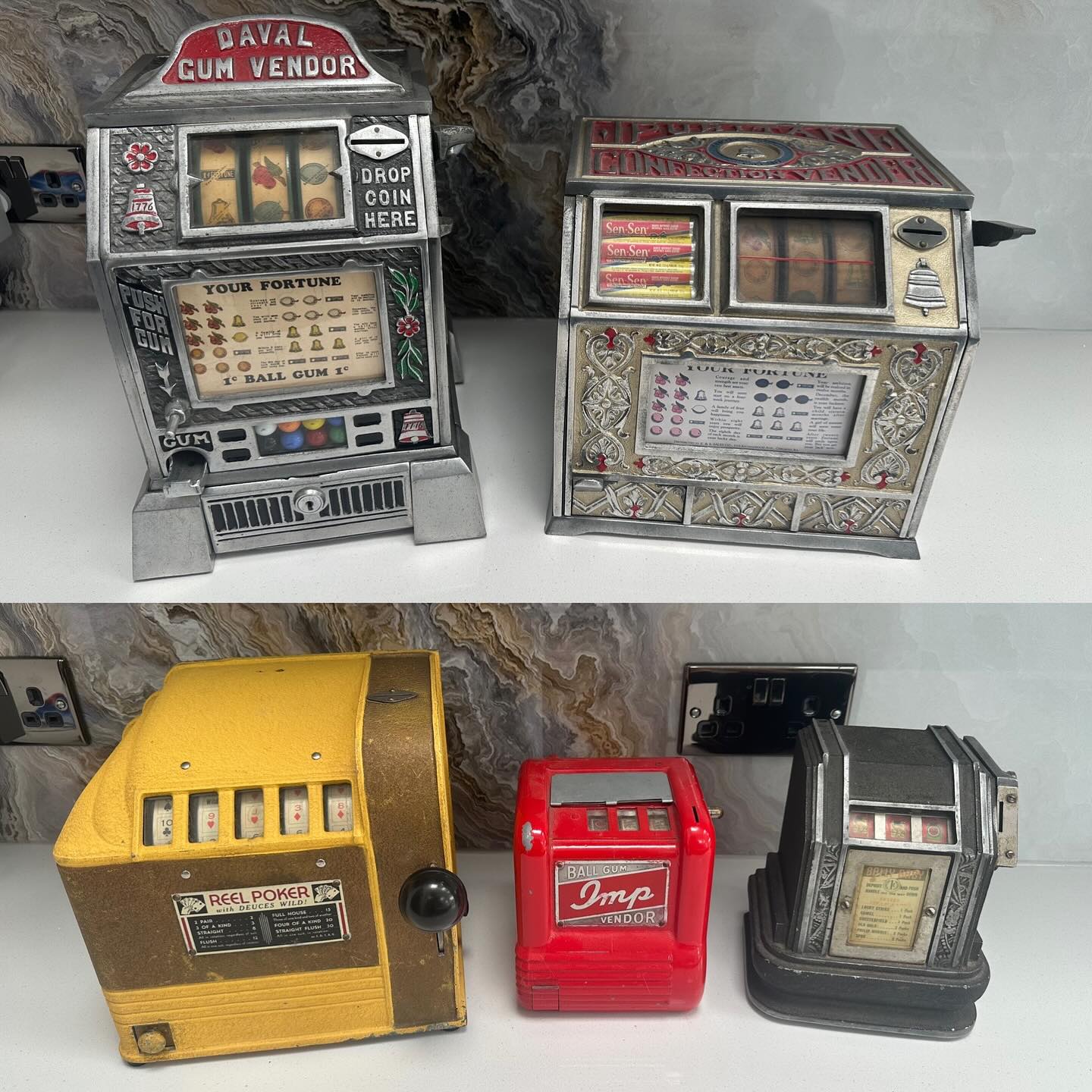 Five very nice trade stimulators ready for their new homes.
Some very nice examples you just don’t see this side of the pond 🇺🇸 DM us! Postage available.
#slotmachine #slotmachines #slotmachines🎰 #vintageslot #vintageslotmachine #vintageslotmachines #onearmbandit #onearmedbandit #coinop #coinoperated #vintagecoinop #vintagecoinoperated #pennyarcade #pennymachine #pennymachines #vintagepennyarcade #vintagefairground #vintagevendor #vintagevendingmachine #vintagevending #vendingmachine #vendingmachines #vintagegumballmachine #vintagegummachine #tradestimulator #vintagetradestimulator #candymachine #vintagecandymachine #gummachine #gumballmachine