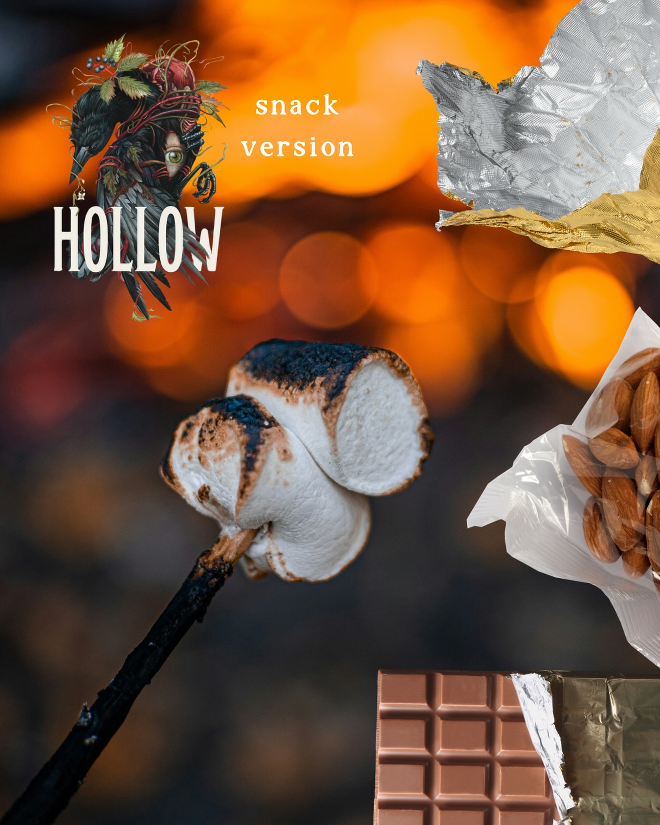 S’mores isn’t necessarily a snack that feels like HOLLOW, so much as it is a snack that I wish poor Cassie had out there in the woods. She deserves it.
HOLLOW by @taylorlgrothe is about an autistic girl who gets lost on a camping trip and ends up in an off-the-grid compound where she feels, strangely, as though she truly belongs. Think: queer AF autistic rep, trichotillomania rep, thousands of crows, a morally gray community, and (appallingly!!!) life-sized puppets.
Hollow #TaylorGrothe #HollowEats #BookishSnacks #horrorvibes