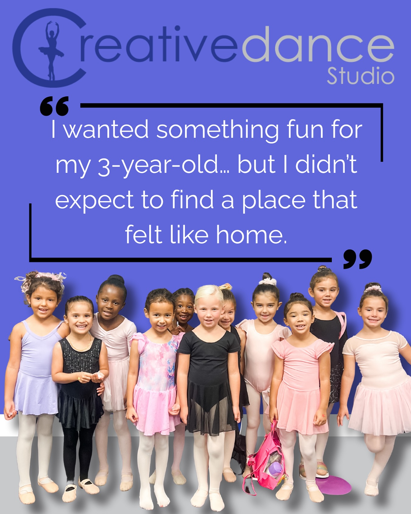 We hear this all the time! Families come looking for something fun… but end up finding something so much more. 💙
Because at Creative Dance Studio, it’s not just about learning dance steps. It’s about confidence. Community. And knowing your child is seen, supported, and celebrated.
Whether they’re twirling into their first class at age 2 or dancing across the stage as a teen, your child deserves a place that feels like theirs.
And you deserve to feel at home, too.
Thinking about dance this season? Comment DANCE and we’ll send you the enrollment link. We’d love to welcome you in!! 🫶🏼