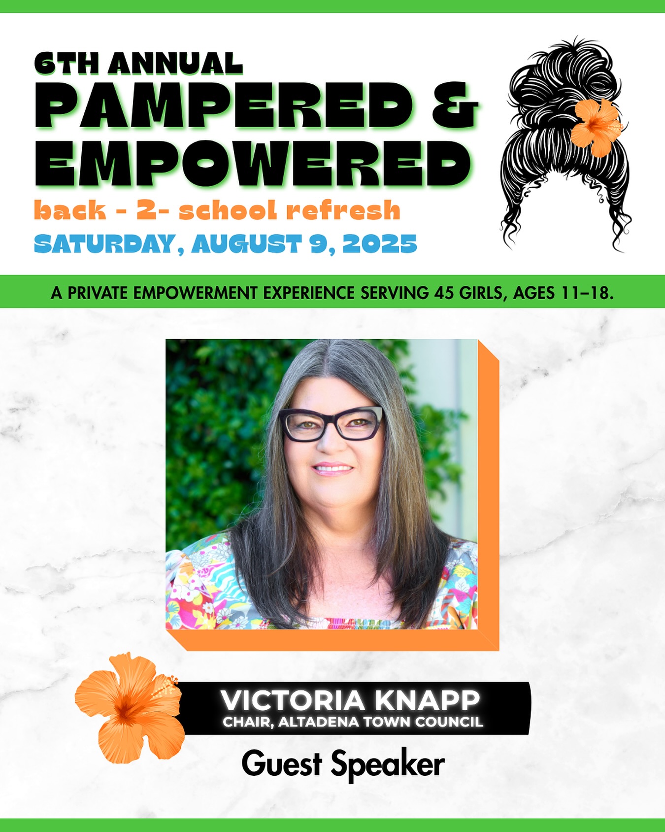 Victoria Knapp, Chair of the Altadena Town Council, knows what it means to rise after life’s challenges. 🫂
Tomorrow, she’ll share her story and inspire our P&E girls to do the same. 💚✨
#PamperedAndEmpowered #RebuildAltadena #PE25