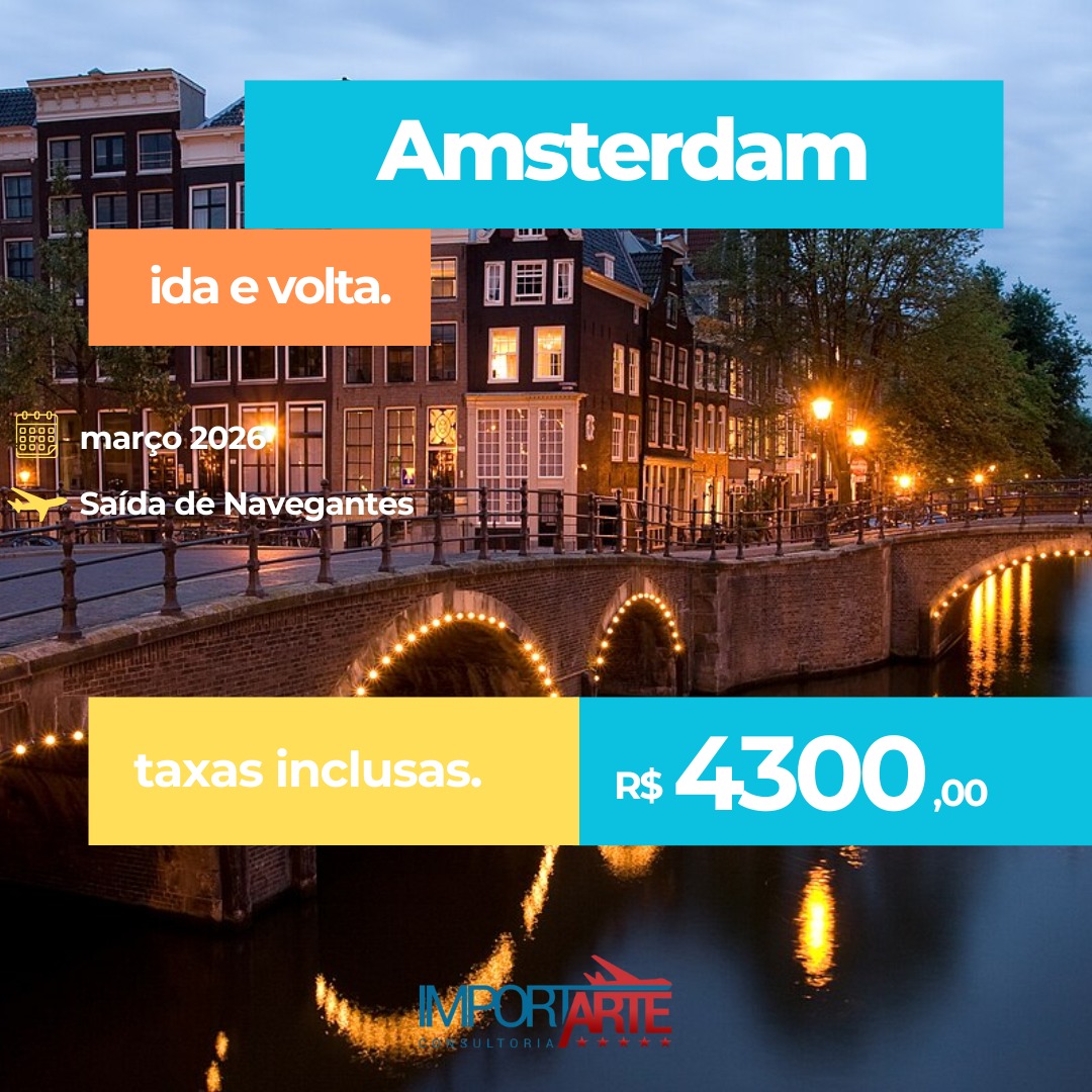 🇳🇱 Partiu Amsterdam?
A viagem dos sonhos está mais próxima do que você imagina! ✈️
📍 Saída de Navegantes
📆 Março de 2026
🔁 Passagem ida e volta
✅ Taxas inclusas
💰 Apenas R$ 4.300,00
Aproveite essa oportunidade incrível de explorar os encantos de Amsterdam com o melhor custo-benefício! 🌷🚲🌉
📩 Fale com a @consultoriaimportarte e reserve agora mesmo!
#Amsterdam #PromoçãoDeViagem #PassagemAérea #ViajeComDesconto #Europa2026 #ImportarteConsultoria #ViajarÉPreciso #TurismoEuropeu