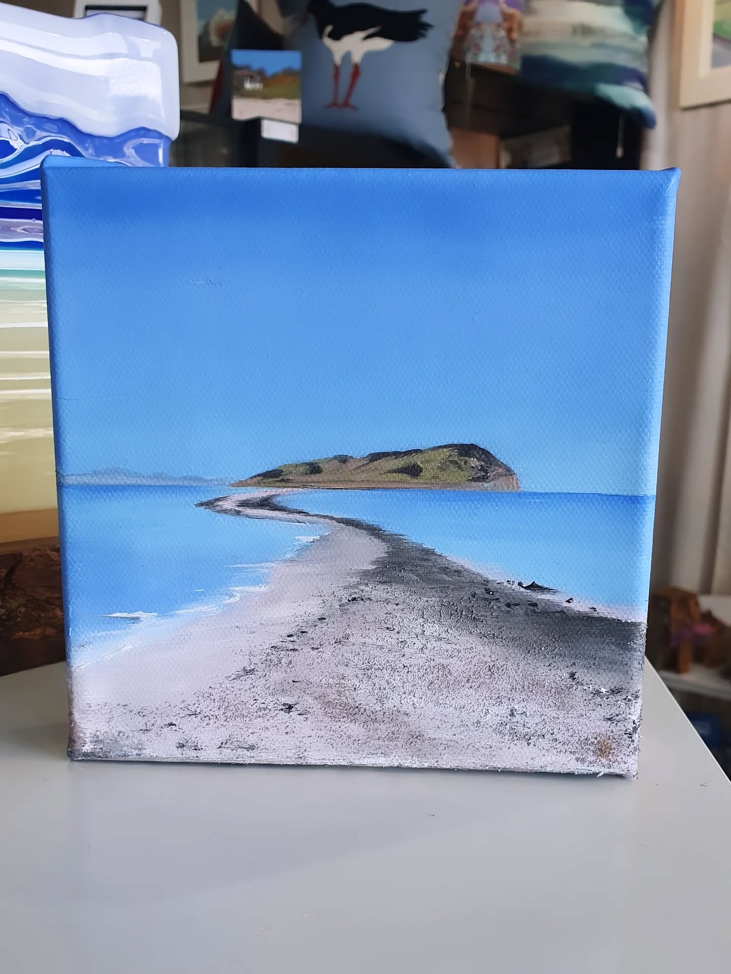 New painting by Christine Russell. A Walk to the Dhorlin, Davaar.