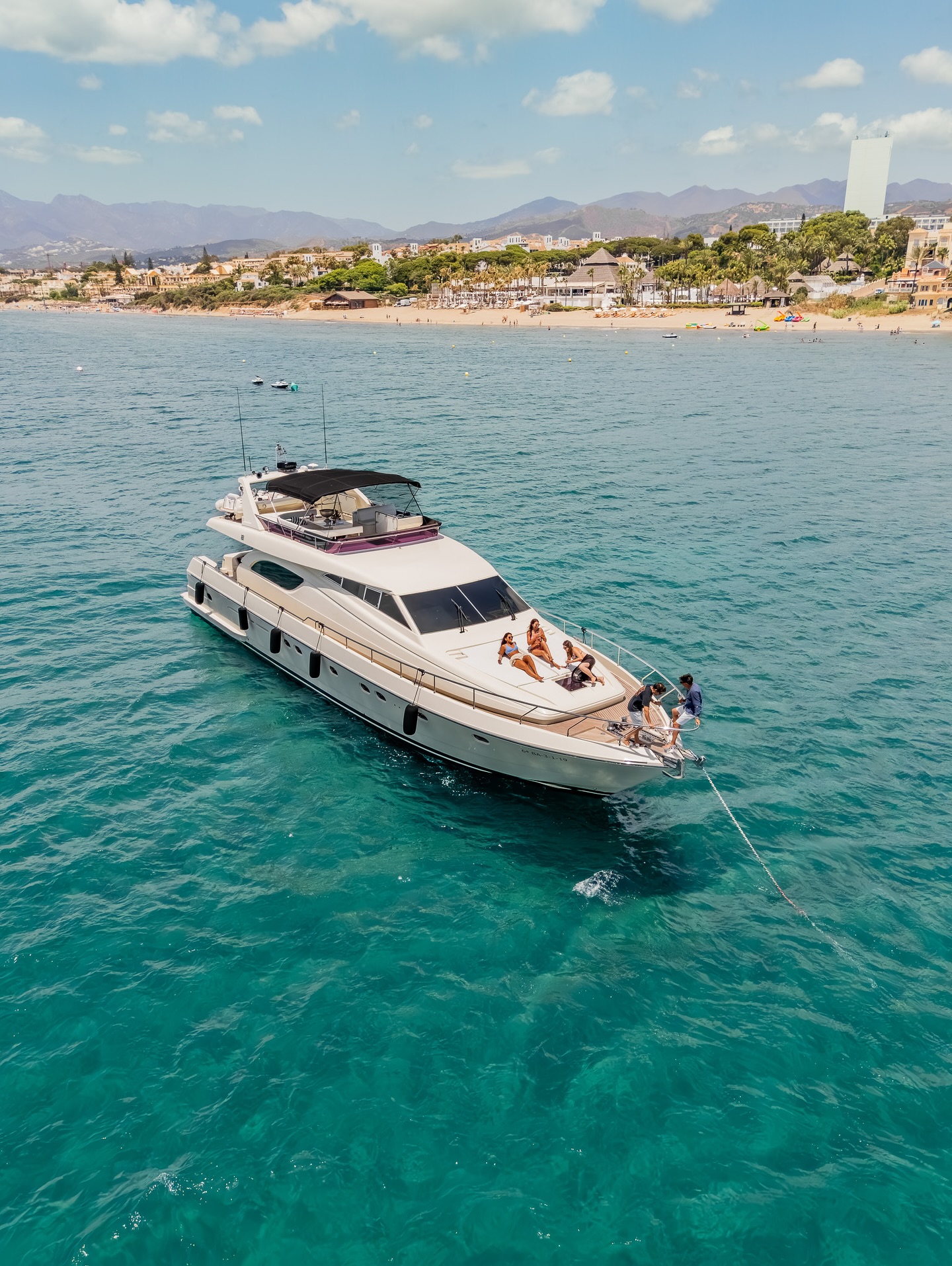 FERRETI CRAFT 70 🛥️
⛵ 21.4 m length
👥 Up to 12 guests + 2 crew
🛏 Sleeps 8
🍾 Drinks, snacks, fresh fruit & cava
🏄♂️ 2 paddle boards, snorkelling gear & Williams dinghy
🧑✈️ Skipper + sailor included
Departure Puerto Banús, Marbella
Pick your vibe: 4h, 6h or 8h of pure sea, sun & chill.
📩 Bookings
(+34) 675 193 444
Info@puertobanuschartermonty.com