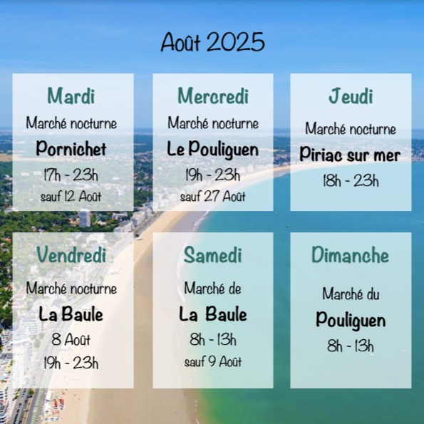 Programme des marchés du mois d'Août mis à jour 🌞