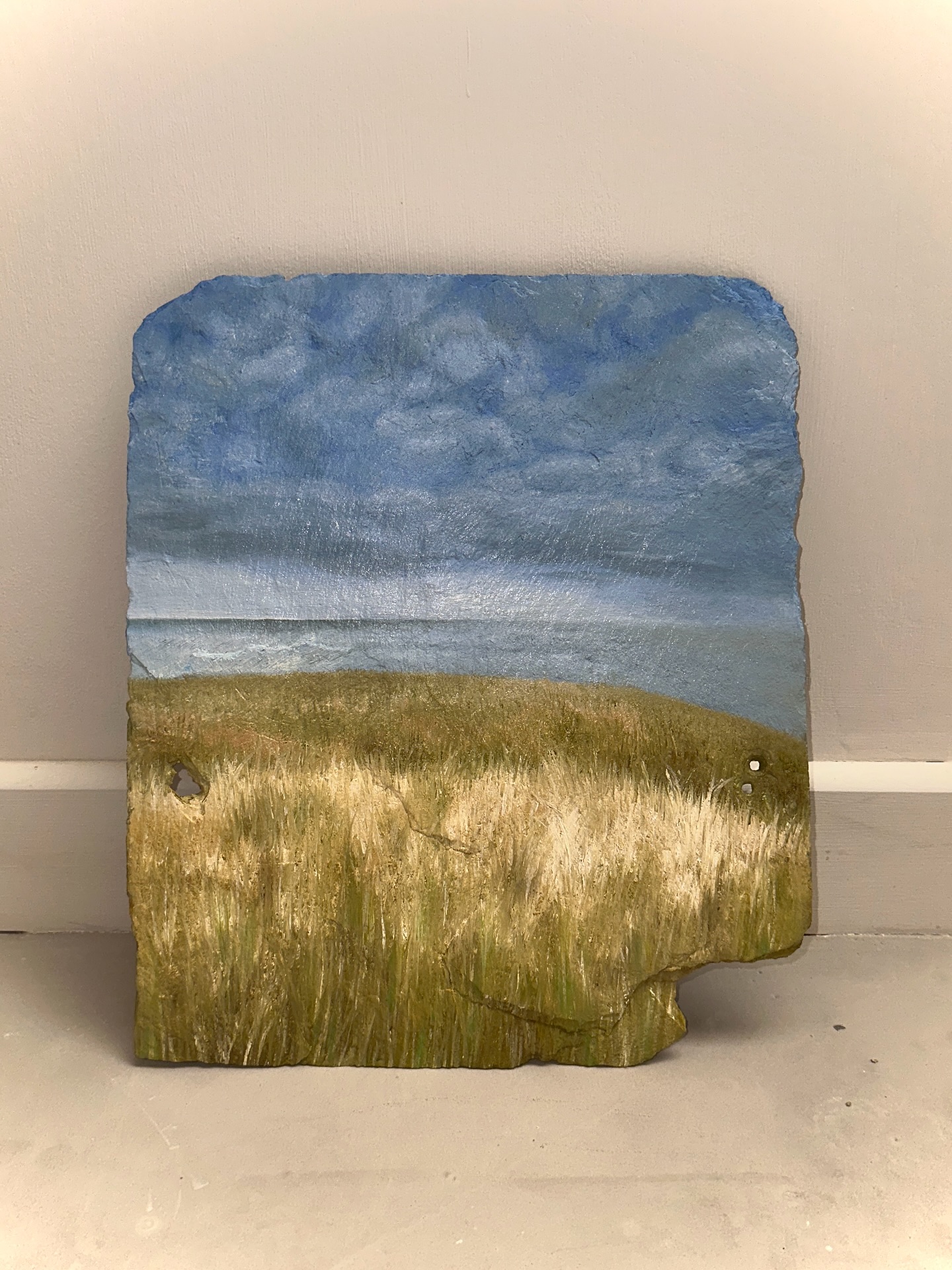 Alongside my restoration work of the studio and soon furniture, I’m also planning a small but exciting local exhibition/event in the future — complete with 🥂 and some delicious local bites. Watch this space!
Recently, I took a trip to one of my favourite spots on the coast — Crawton. The windswept blonde grass, the wide, endless sea… it brought such a deep sense of calm, nostalgia, and solitude.
I’d originally planned to paint the scene on paper and use a piece of slate as my palette — but somewhere along the way, I ended up painting directly onto the slate instead. I used water-based oils, and considering I haven’t picked up a brush in over six years — and I’m usually the type to tweak things for weeks before sharing 🫠 — I think it turned out alright after just one evening.
I’d love to hear what you think!
I’m hoping to frame it soon (somehow!) and I’m excited to share more pieces that capture the sensational colours of the North East coast and hills throughout the seasons using different media.
Let me know if you would visit the exhib/event — I’d love to know who might be interested or would love to collaborate 💬
#slatepainting #waterbasedoils #landscapeart #coastalart #pleinairpainting #natureinart #artinspiredbynature #northeastscotland #aberdeenshirecoast #crawton #visitscotland #scotlandthroughmyeyes #scotlandartist #scottishlandscapes #artistinprogress #inspiredbynature #artandrestoration #studiomoments #seasonalinspiration #localartscene #scottishmakers #popupgallery #communitycreatives #supportlocalartists