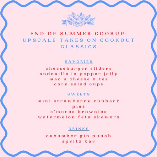 Who says summer has to end after Labor Day? Join us at Magnolia Kitchen on September 6th for the End of Summer CookUp! We’ll be serving up some upscale takes on cookout classics and cocktails. Tickets available in bio!