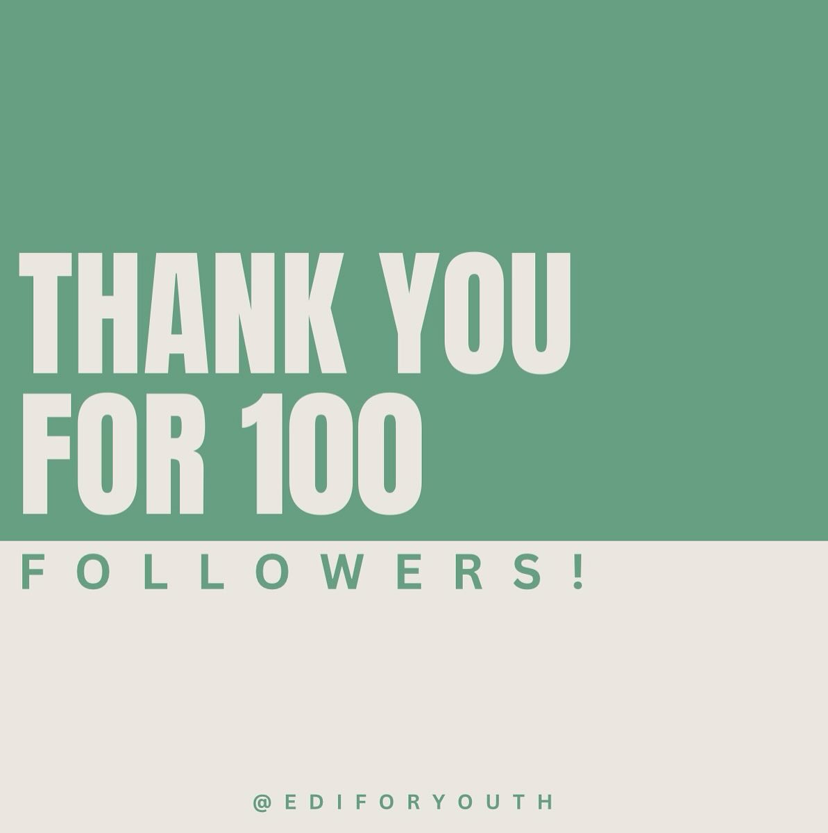 ✨100✨
Thanks for being here!
Here’s to more conversations, more learning, and more change together!
.
.
.
#edi #ediforyouth #equity #diversity #inclusion #100