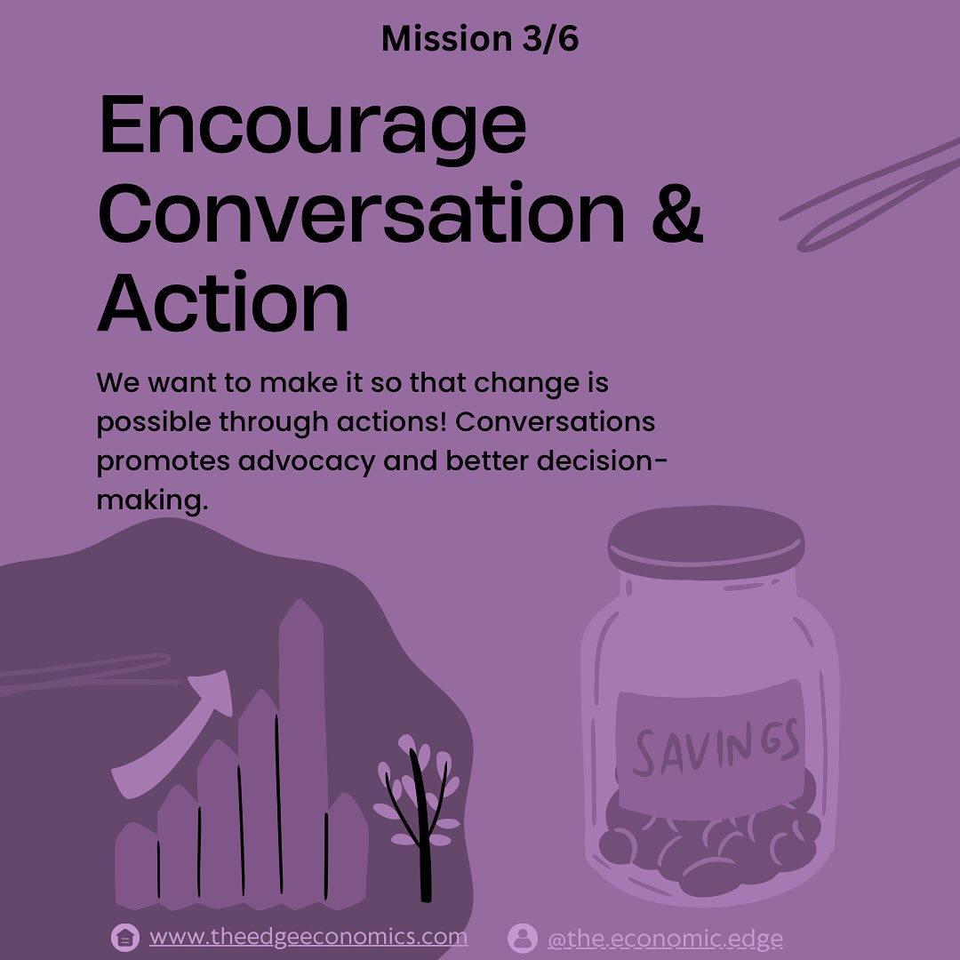 Conversations aren’t just words, they can plant the seeds for incredible movements to grow. Here at The Economic Edge we encourage conversations, taking initiative, and speaking out for what you believe in! Whether the topic is global or domestic, your perspective matters and your ideas can become movements! ⚖️🗣️
Sometimes topics that are importsnt can get lost in the sea of current events, but we try to slow it down. Ideas are created through knowledge, and we want to build on them to create an action that follows! In everything we do, your voice matters, it’s another layer to the mix! 📈📰
Whoever you are, whether you’re a high school student, a young adult, or simply an individual looking at how the world works, welcome! 🤍
This is the final piece of our 6-part series on breaking down our mission goals. Stay tuned for our next post!!
If you’re new here, hello! 🌟💵
We are a Youth-Led organization dedicated to explaining the subject of money in an interesting, interactive way! We want to learn together, through real talk and trends — Money Matters, Let’s Start Now 🌍📊
#economics #worldmarket #globaleconomy #economy #financial #financialliteracy #econexplained #money #mission #finance #financegoals #education #digitalmoney #international #stem #stemeducation #explorepage #college #ivyleague #nonprofitorganizations #extracurricular #moneyexchange #economicempowerment #womenempowerment #womenineconomics