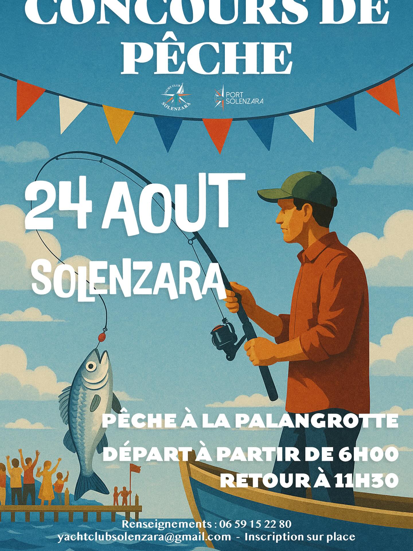 On nâoublie pas le concours de pĂȘche qui aura lieu le 24 aoĂ»t prochain!
Rendez-vous pour un dĂ©part Ă 6h00! Le retour des valeureux pĂȘcheurs est prĂ©vu Ă 11h30 pour la pesĂ©e publique et la remise des prix ! â”ïžđ