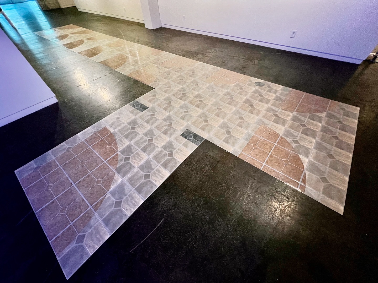 Angela St. Vrain is a sculptor and installation artist based in Minneapolis. Her work is inspired by living in rental apartments, the moving process, and the connection to home. Originally from Louisville, Kentucky, she received a BFA in Sculpture from University of Louisville in 2016. Since moving to Minnesota, she has completed residencies at Second Shift Studio Space in St. Paul and Franconia Sculpture Park in Shafer, along with receiving a MFA in Visual Studies from Minneapolis College of Art and Design in 2023. Based on real floor plans of her own homes, St. Vrain reconstructed the essence of her past and present rental apartments by using home improvement materials and the often conflicting color palettes of construction caution-orange and beige renovations. By sharing personal archives of her experience while simultaneously activating historical archives in relation to home and community, her viewers may recall their own memories and experiences of their past and present homes, and think about how these systems are replicated across urban spaces in the United States, single apartment unit by single apartment unit. Image: “The Beige Floor is Lava” - Linoleum tile, masking tape - 2022 @angst_vrain Gallery Hours: Thursday-Friday 10am-5pm and Saturday-Sunday 11am-5pm