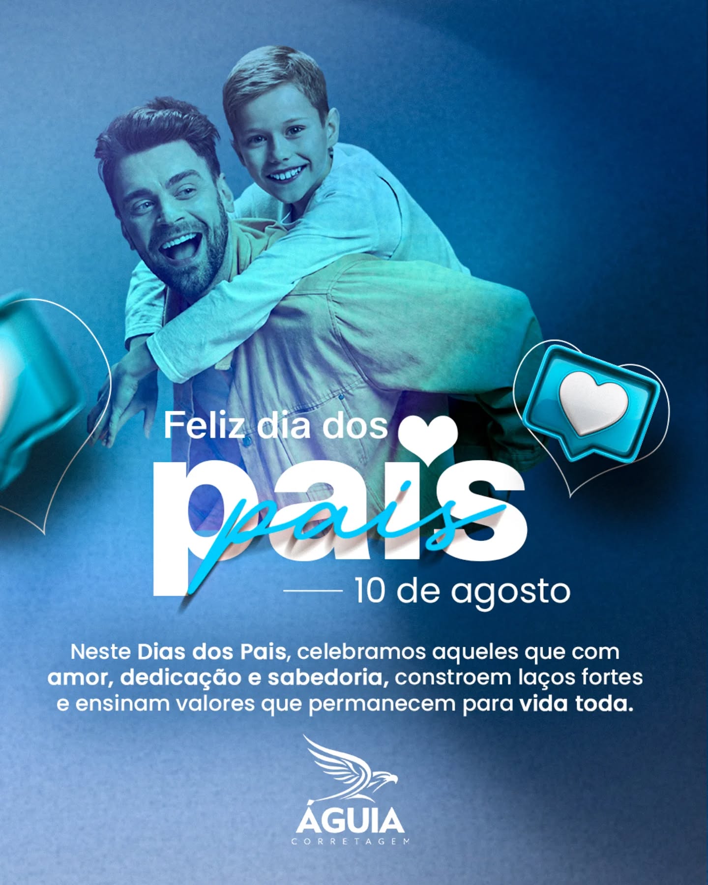 Um pai é muito mais que um herói: é amor, exemplo e presença. 💙
Feliz Dia dos Pais! 👨👦✨
#DiaDosPais #AmorDePai #LaçosParaSempre #ÁguiaCorretagem