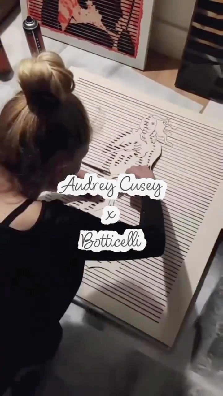 BOTTICELLI 🔥BACKSTAGE🔥
Pochoir sur collage x toile
80x80CM
2021
#AudreyCusey #Botticelli #Stripes #Tableau #Exposition #ArtWork #Drawing #Paris