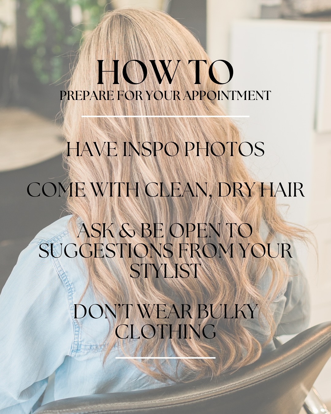 These are just a few tips that can really help you and your stylist achieve your hair goals ✨💇♀️🫶🏻
✨Have inspo photos on hand: Sometimes it’s really hard to put into words what you see in your mind! Having a reference/ inspo photo at your appointment can really allow the stylist picture what you are looking for!
✨Come with clean dry hair: Having clean hair at the start of your appointment allows your stylist see and feel your hairs natural texture, volume, and the condition of your hair! It also can allow color to penetrate more evenly. Oils, dirt and product buildup can create barriers that affect the end result.
✨Be open to stylist’s suggestions: Your stylist is here to help you! If you are unsure what you are looking for or exactly what you are wanting, let your stylist give you some ideas.
✨Avoid wearing bulky clothing: Clothes like hoodies or turtlenecks can make cutting hair more difficult and there’s also a possibility of getting color on them no matter how hard we try to protect your clothes (and we always try our hardest to protect you and your clothes).
Hope this was helpful!
Like, save and share it with a friend!
.
.
.
.
.
#sisterssalondixon #kerastase #hairproducts #haircare #treatyourself #beauty #fullservicesalon #hairsalon #hairstylist #hairstylistlife #salontips #haircaretip #luxurysalon #dixonhairstylist #vacavillehairstylist #davishairstylist #sacramentohairstylist #bayareahairstylist #californiahairstylist #norcalhairstylist