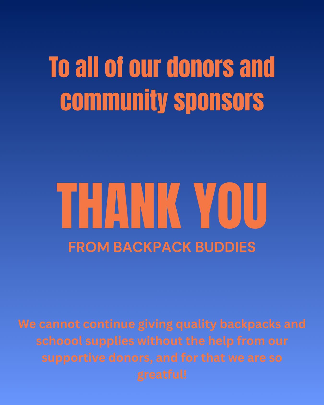 THANK YOU TO OUR DONORS!! We truly appreciate all of the funds and supplies sent to us this year in preparation for this summer, it has helped us pack so many backpacks for students in Virginia. We are so lucky to have so many people who recognize the importance of our cause and support us!