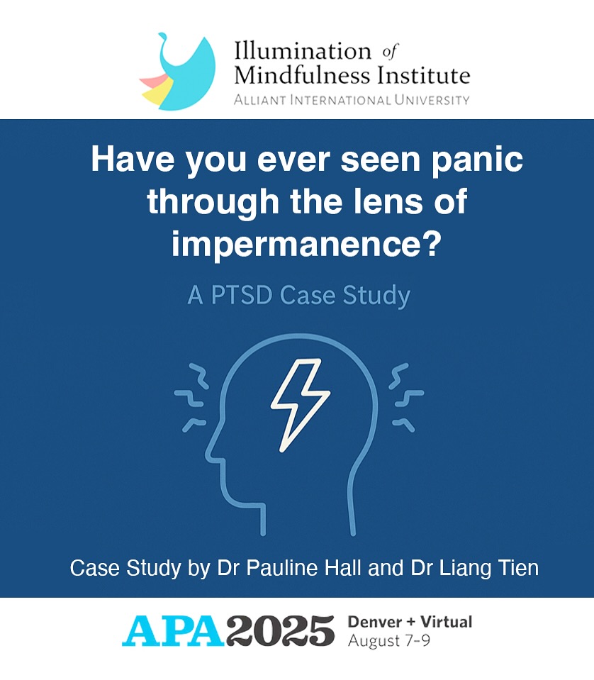 At APA Convention 2025 in Denver, I presented a PTSD case study where Buddhist psychotherapy helped a client break free from panic’s grip.
Over six months, my client, who could not leave home and suffered frequent panic attacks. He learned to:
- Recognise sense contact (Rūpa) as part of the Five Aggregates
- Investigate the sloth hindrance to uncover avoidance
- Apply wise attention to move beyond the self notion of “I’m panicking”
The process, shared through a real therapy session video, reframed panic not as a fixed identity but as an impermanent process.
Life is impermanence, panic is impermanence. When we see this, we stop looking at the finger pointing to the stimuli, and start seeing the stimuli itself.
#APA2025 #BuddhistPsychotherapy #PTSDRecovery #TraumaHealing #WiseAttention #FiveAggregates #DrLiangTien #DrDebraKawahara #DrPaulineHall #JudeBergkamp #MentalHealthWisdom #ClinicalPsychology #Buddhism