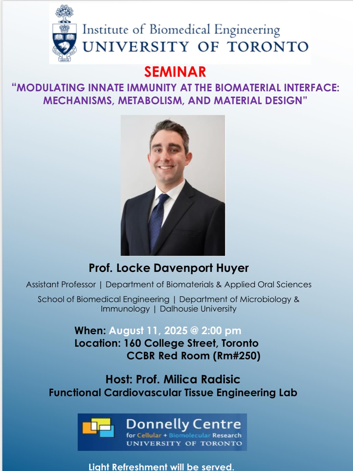 Looking forward to visiting @bme_uoft this week to share some of our work on immunometabolic strategies to modulating biomaterial associated inflammation. Thanks @radisic.milica for the invite!