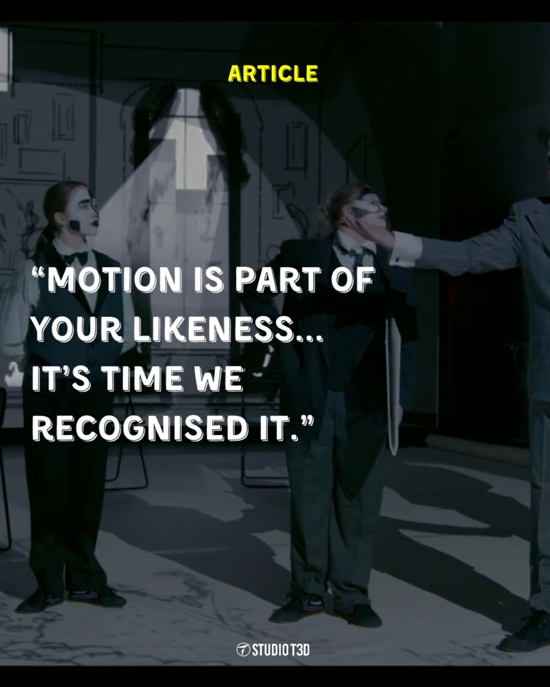 Motion is You - In Conversation with Ashley Keeler
Everyone’s talking about protecting your face and voice...but what about the way you move?
We can spot someone in the studio just from their skeletal motion - it’s as unique as a fingerprint. Yet buyouts for motion capture aren’t standard, and your movement data can be taken, reused, and sold without you ever knowing.
I’ve unpacked why motion is part of your likeness and how we need to protect it - in my new journal piece for StudioT3D.
Link in bio to read the full article.
#DigitalReplicas #MotionCapture #Mocap #ActorsRights #DigitalIdentity #CreativeTechnology #MetaverseEthics #DigitalLikeness #StudioT3D